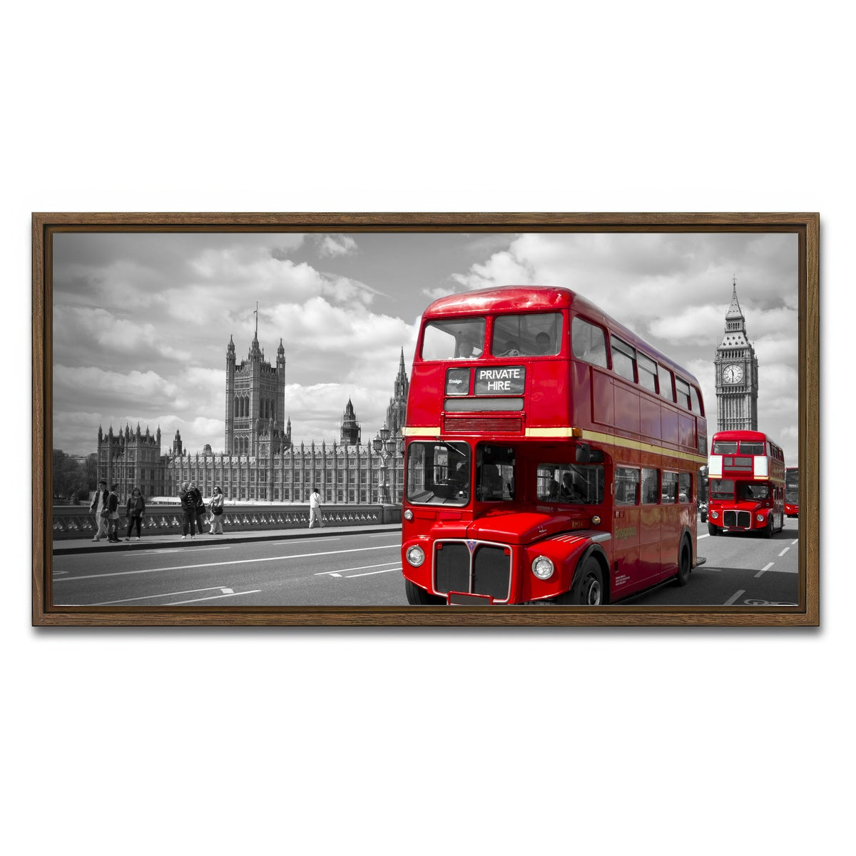 AUTO-MOCKUP WHITE | Red Buses in London | 1 Piece | Walnut Framed Canvas | group=2x1