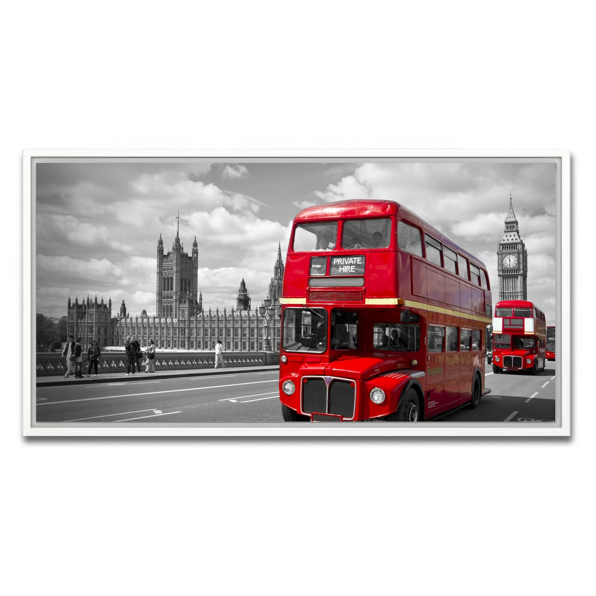 AUTO-MOCKUP WHITE | Red Buses in London | 1 Piece | White Framed Canvas | group=2x1