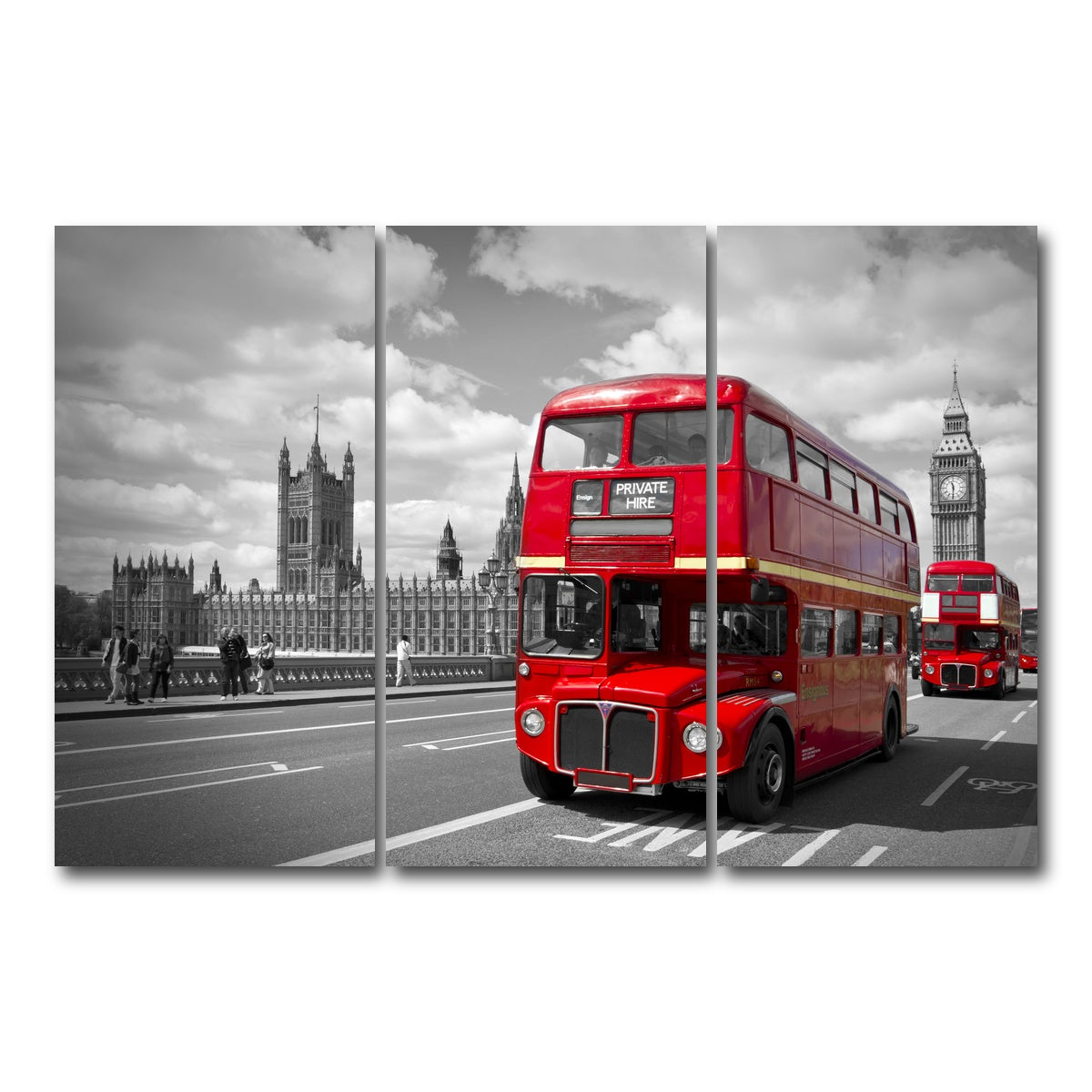AUTO-MOCKUP WHITE | Red Buses in London | 3 Piece | Gallery Wrap Canvas | group=12x24