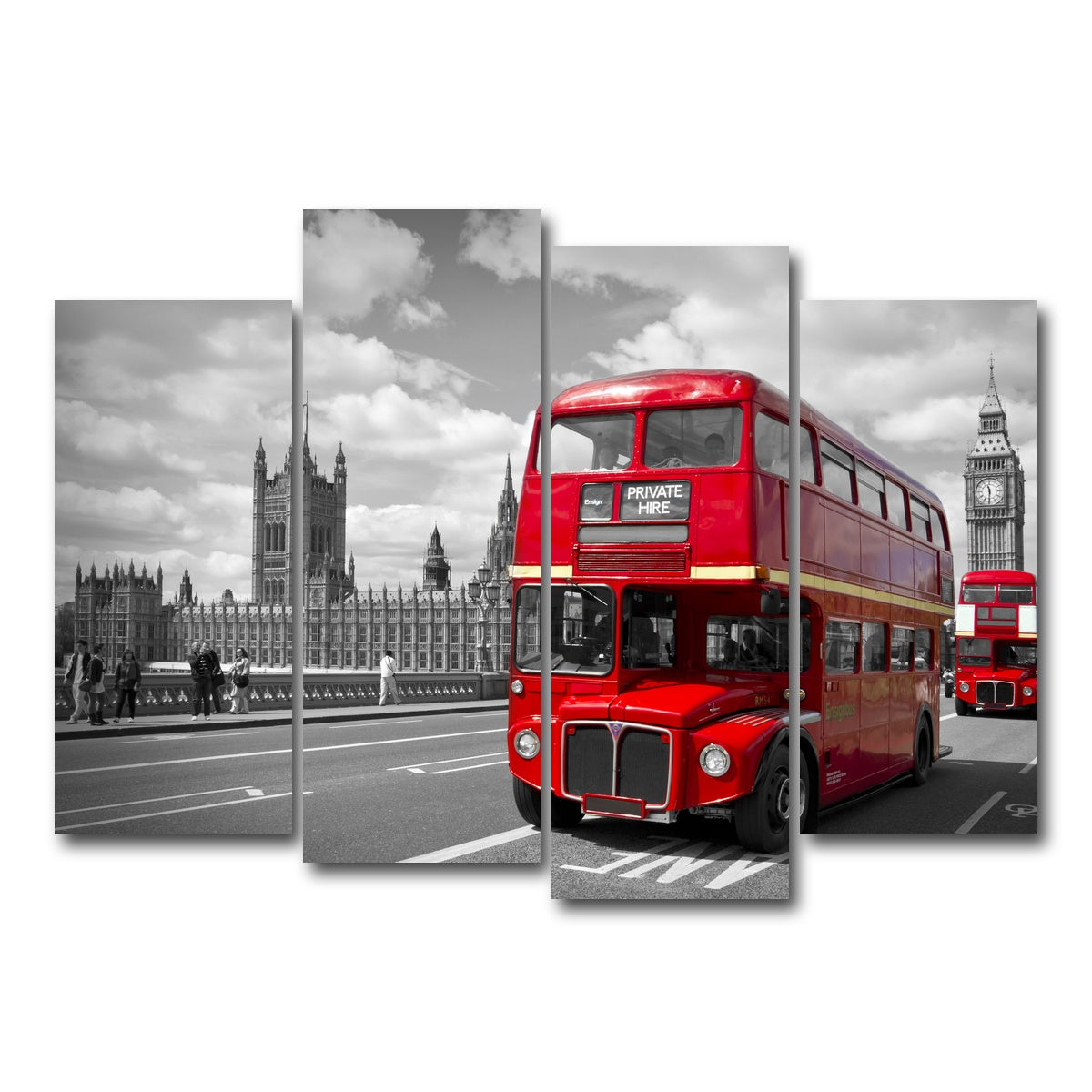 AUTO-MOCKUP WHITE | Red Buses in London | 4 Piece | Gallery Wrap Canvas | group=4_normal