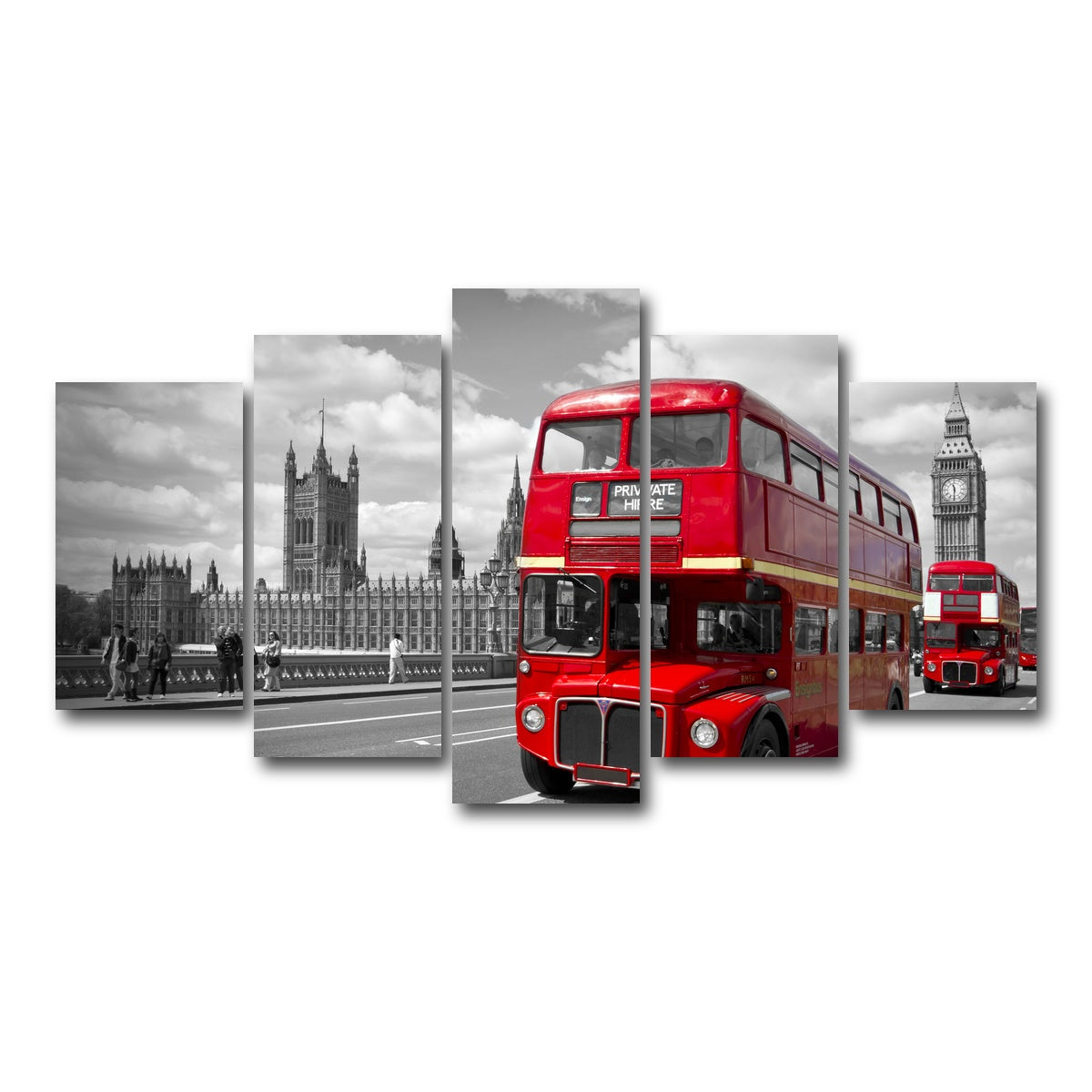 AUTO-MOCKUP WHITE | Red Buses in London | 5 Piece | Gallery Wrap Canvas | group=5_normal
