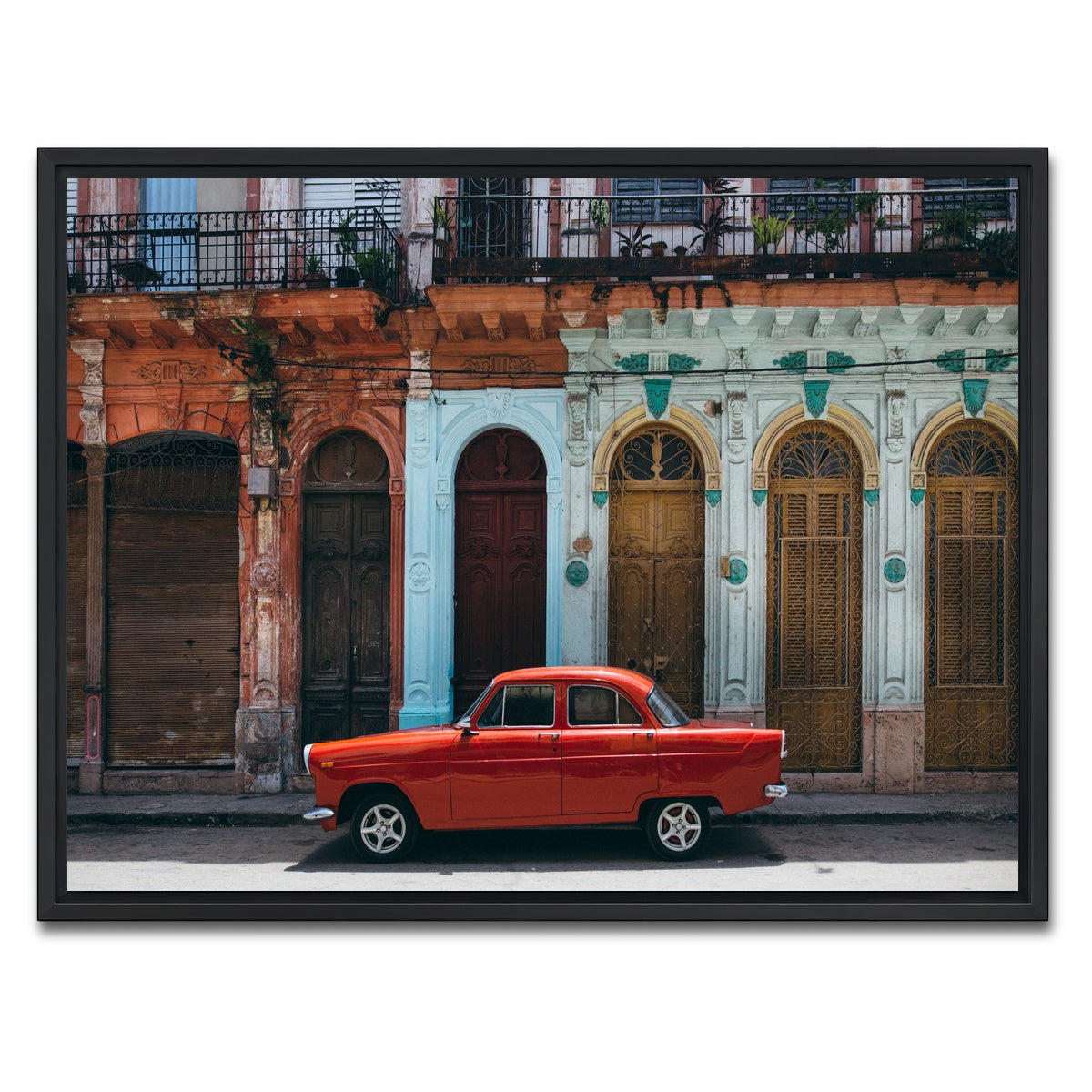 AUTO-MOCKUP WHITE | Red Car in Cuba | 1 Piece | Black Framed Canvas | group=4x3