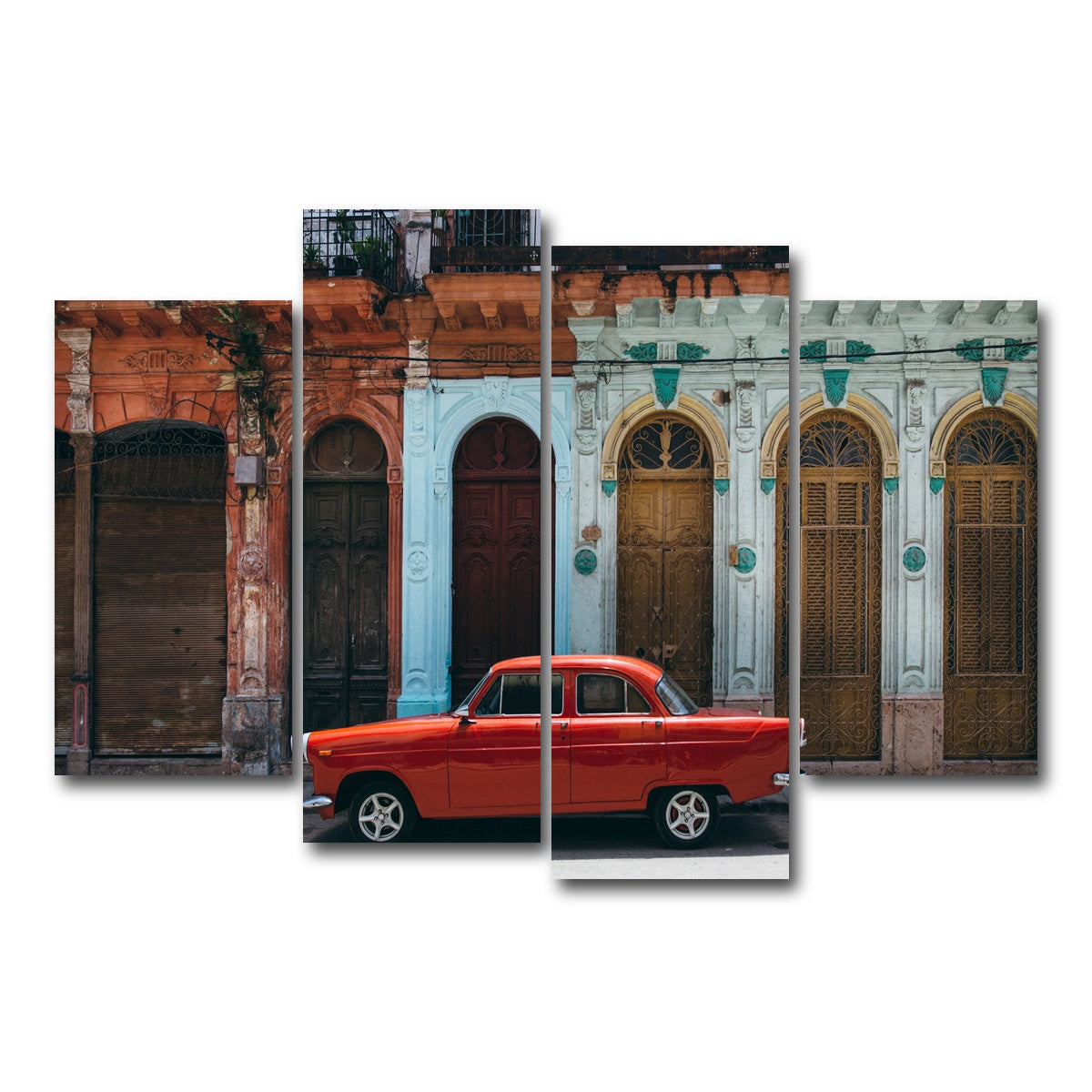 AUTO-MOCKUP WHITE | Red Car in Cuba | 4 Piece | Gallery Wrap Canvas | group=4_short