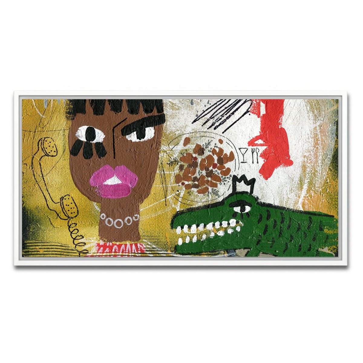 AUTO-MOCKUP WHITE | Red Croc | 1 Piece | White Framed Canvas | group=2x1