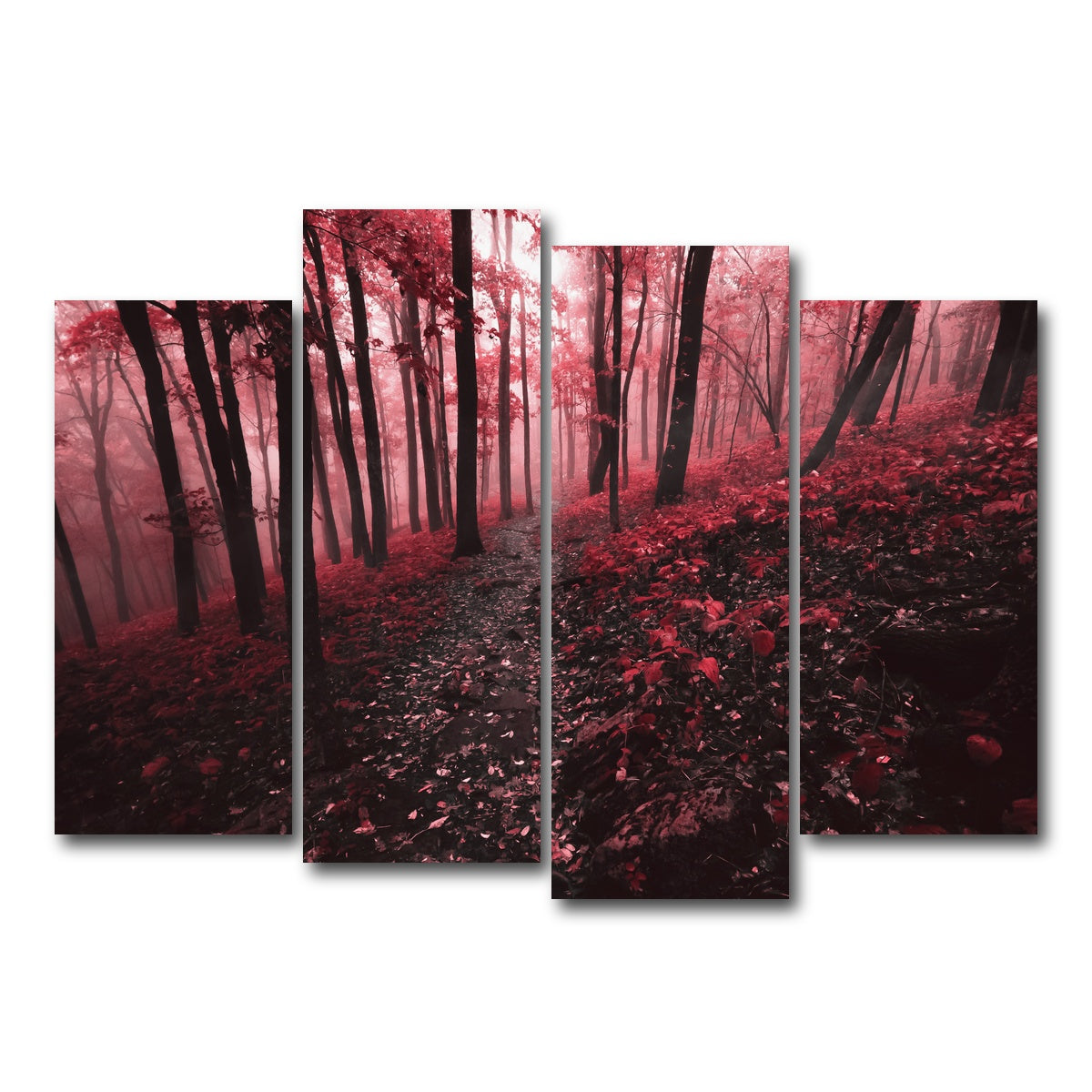 AUTO-MOCKUP WHITE | Red Forest | 4 Piece | Gallery Wrap Canvas | group=4_normal