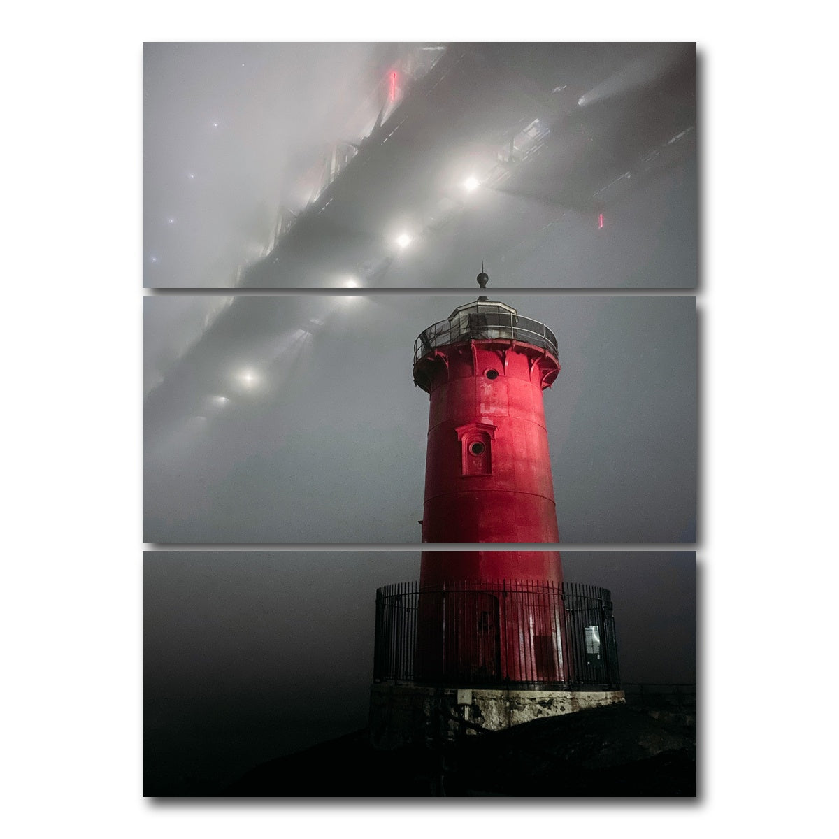 AUTO-MOCKUP WHITE | Red Lighthouse | 3 Piece | Gallery Wrap Canvas | group=8x18_stacked