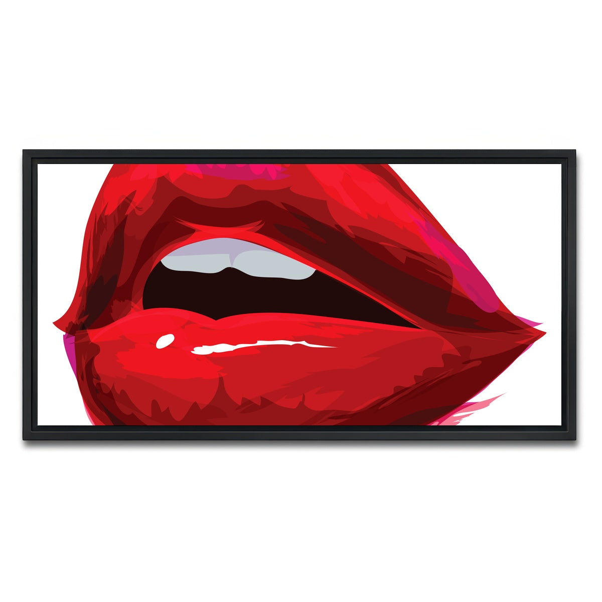 AUTO-MOCKUP WHITE | Red Lips | 1 Piece | Black Framed Canvas | group=2x1