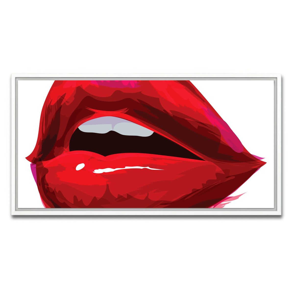 AUTO-MOCKUP WHITE | Red Lips | 1 Piece | White Framed Canvas | group=2x1