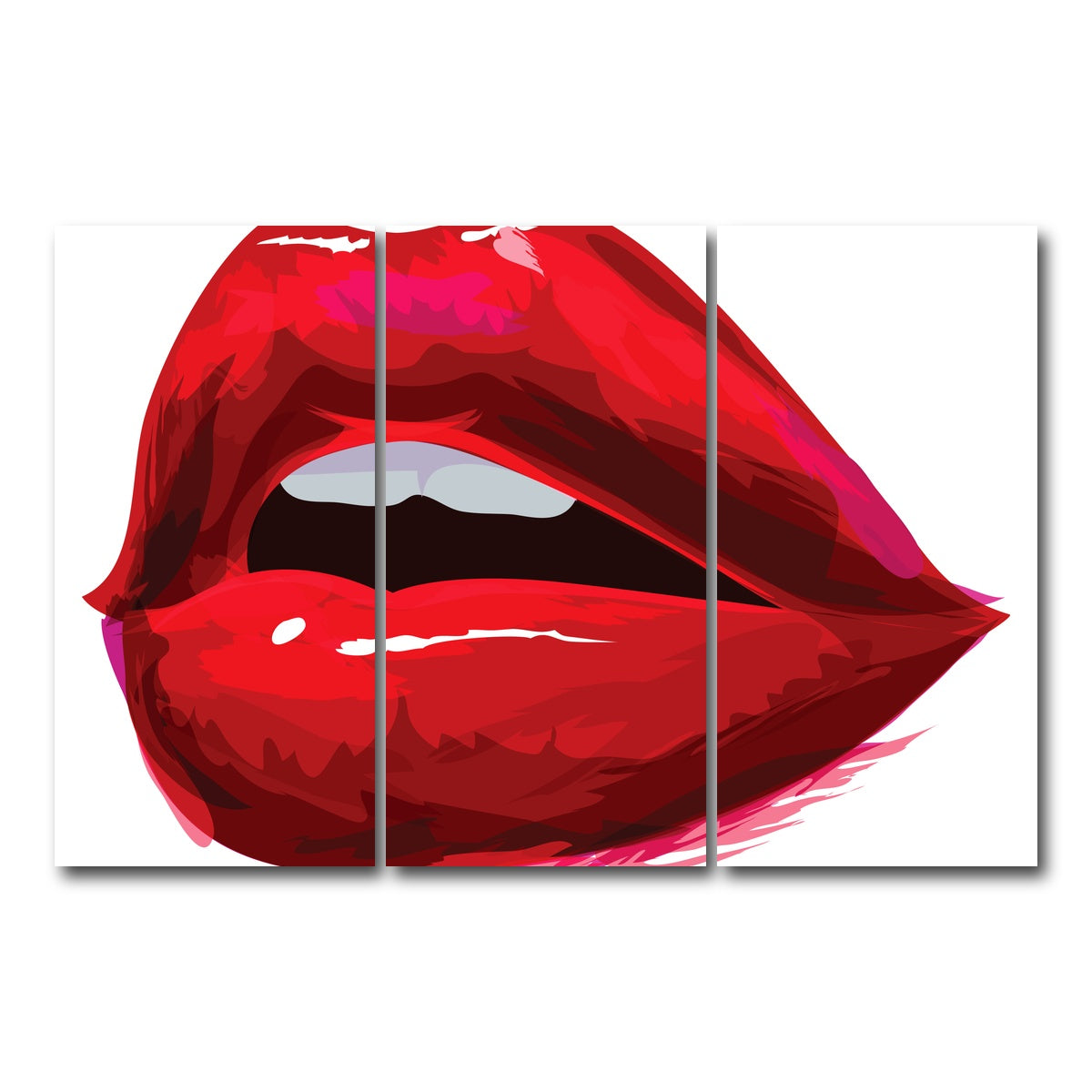 AUTO-MOCKUP WHITE | Red Lips | 3 Piece | Gallery Wrap Canvas | group=12x24