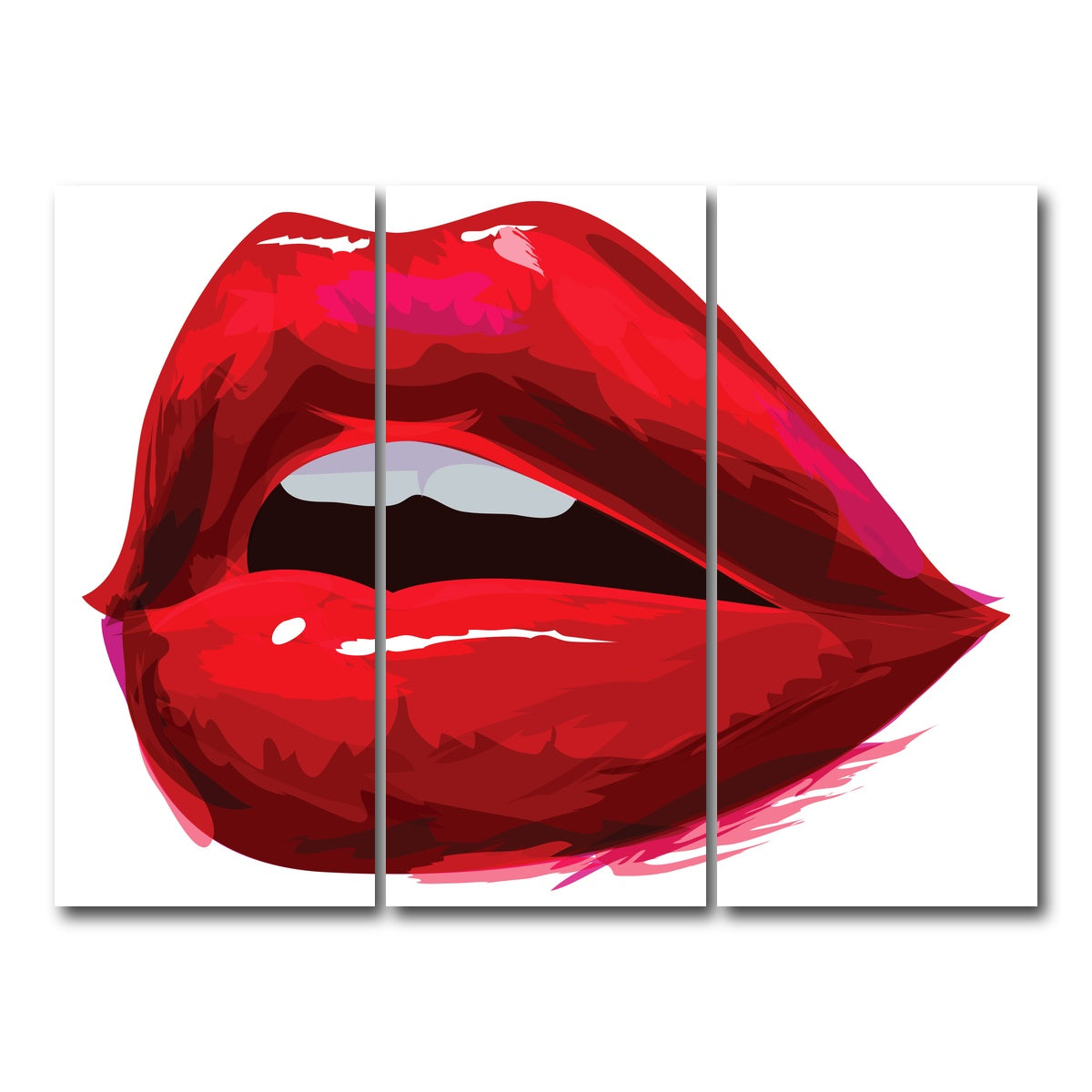 AUTO-MOCKUP WHITE | Red Lips | 3 Piece | Gallery Wrap Canvas | group=8x18