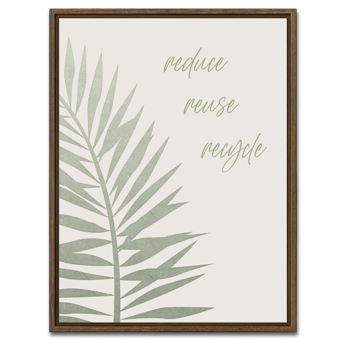 AUTO-MOCKUP WHITE | Reduce - reuse - recycle | 1 Piece | Walnut Framed Canvas | group=3x4