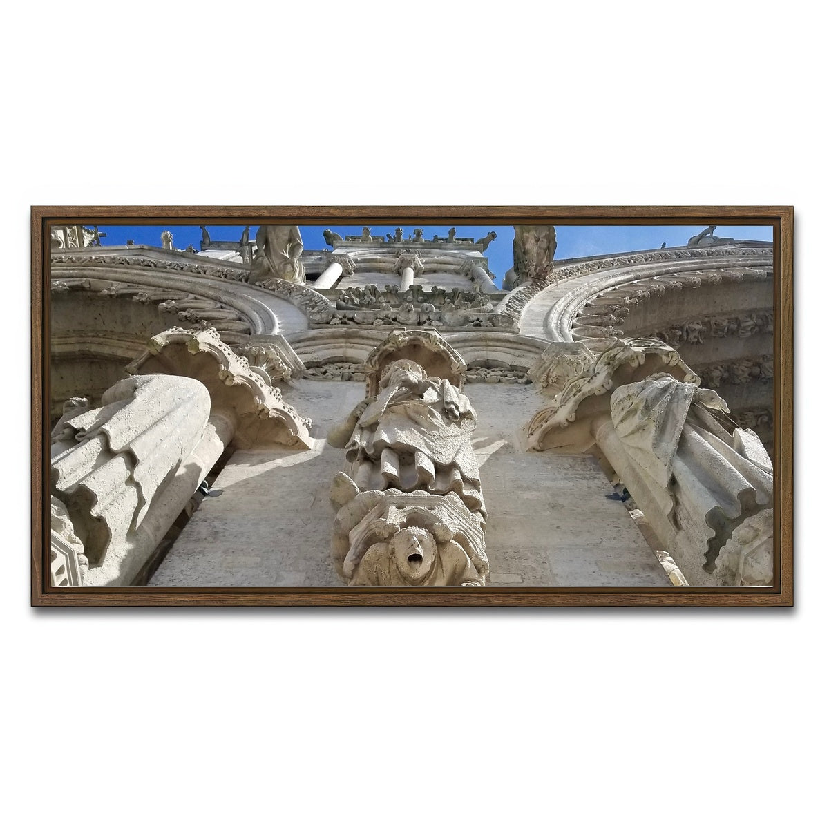 AUTO-MOCKUP WHITE | Reims Cathedral Gargoyles | 1 Piece | Walnut Framed Canvas | group=2x1
