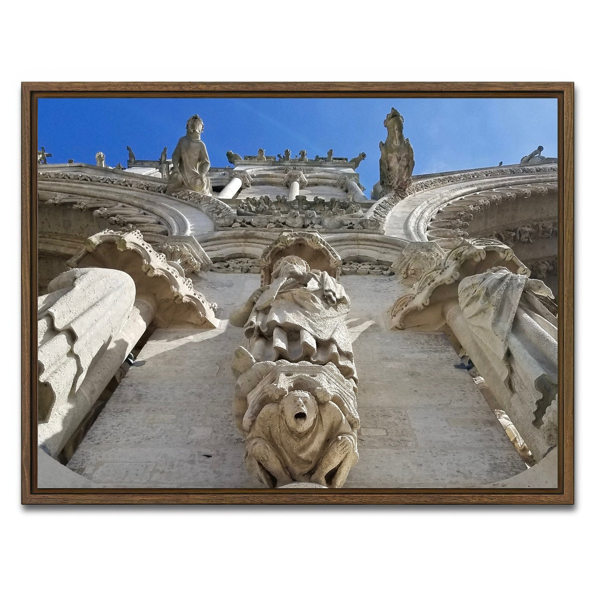 AUTO-MOCKUP WHITE | Reims Cathedral Gargoyles | 1 Piece | Walnut Framed Canvas | group=4x3