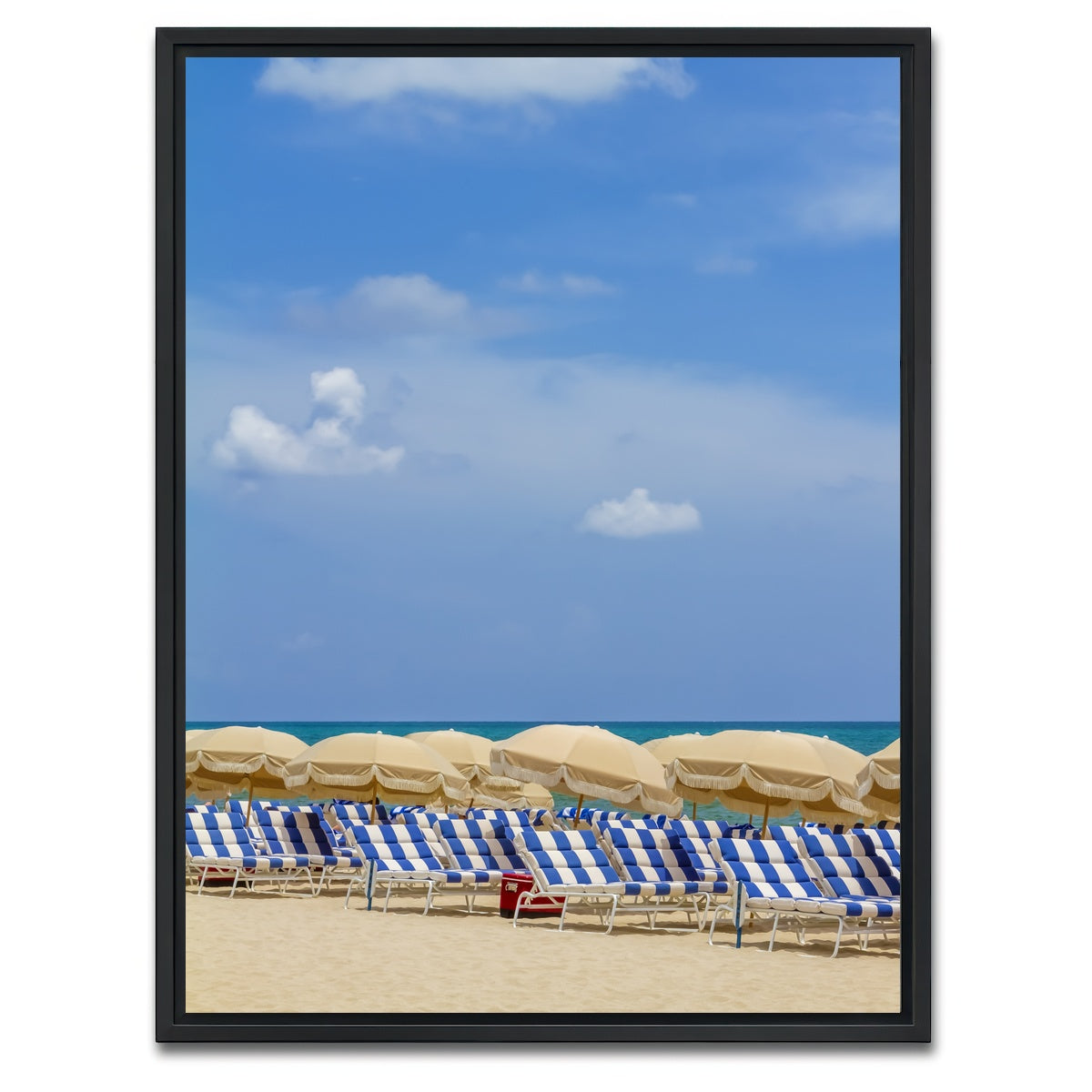 AUTO-MOCKUP WHITE | Relaxing beach scene | 1 Piece | Black Framed Canvas | group=3x4