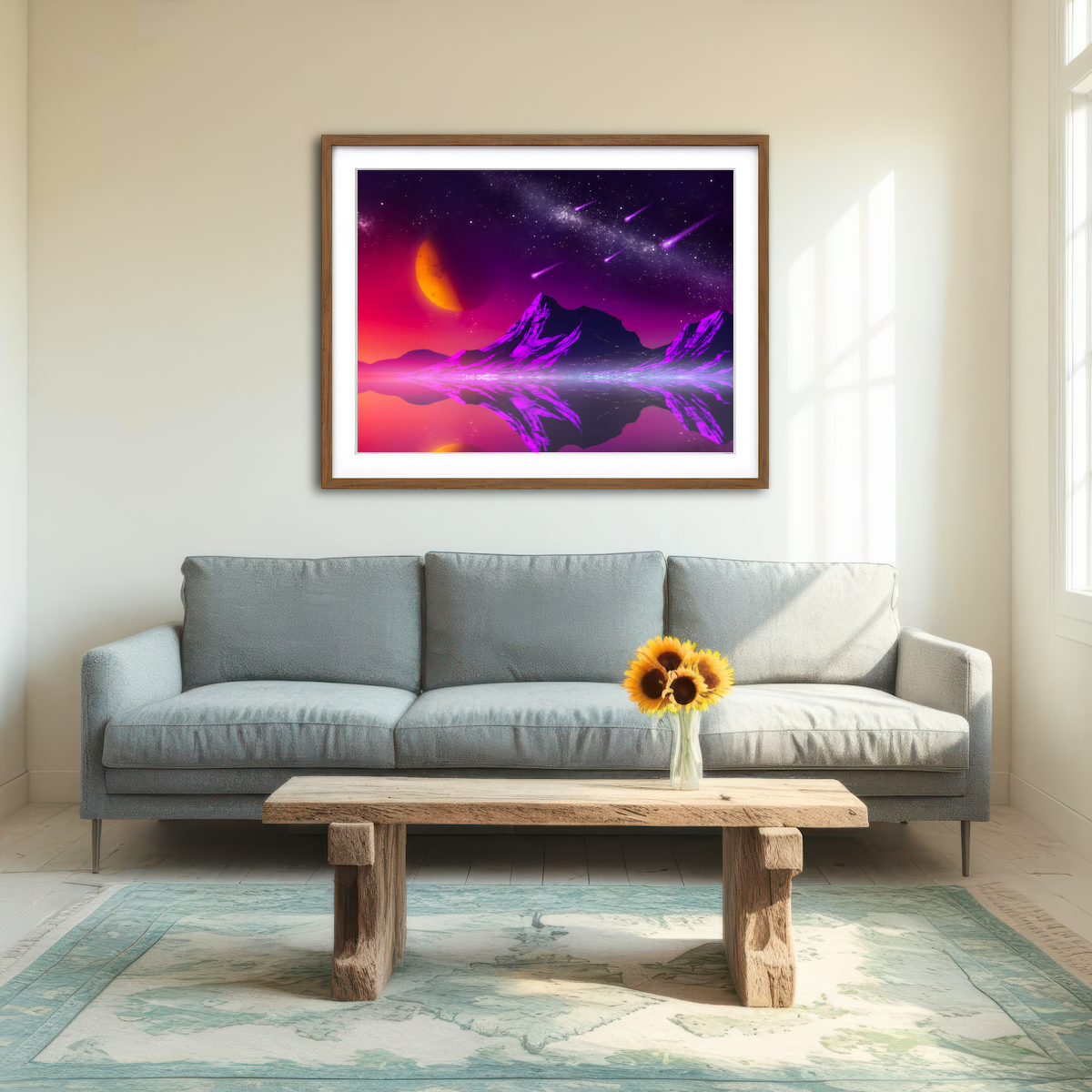 AUTO-MOCKUP ROOM | Retro Comets Wall Art