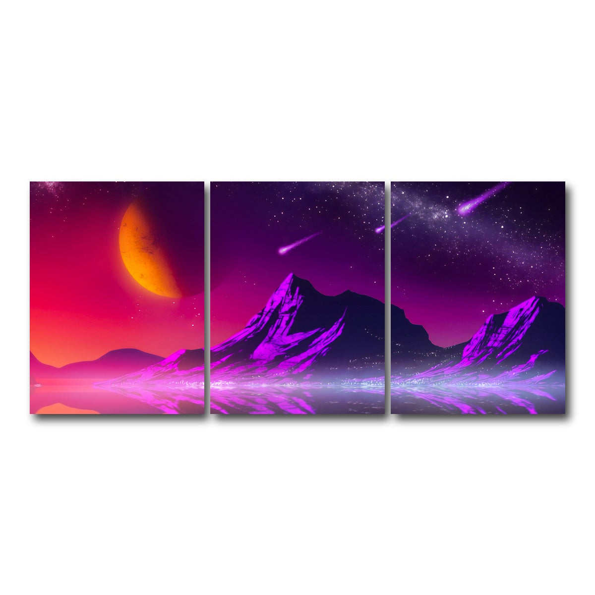 AUTO-MOCKUP WHITE | Retro Comets | 3 Piece | Gallery Wrap Canvas | group=18x24