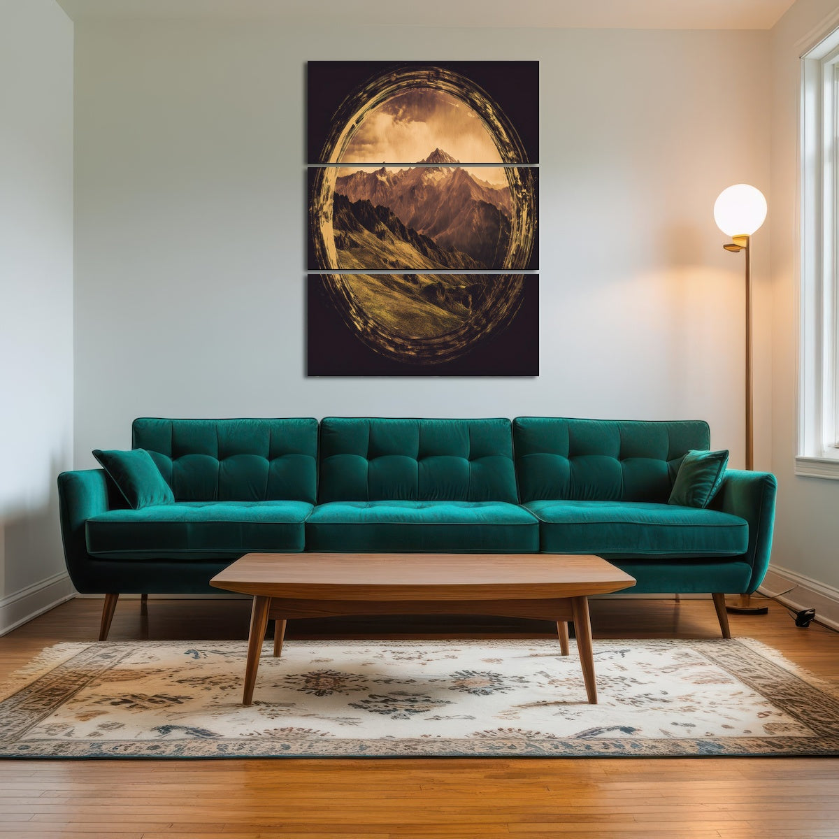 AUTO-MOCKUP ROOM | Retro Mountain View Oil Paint