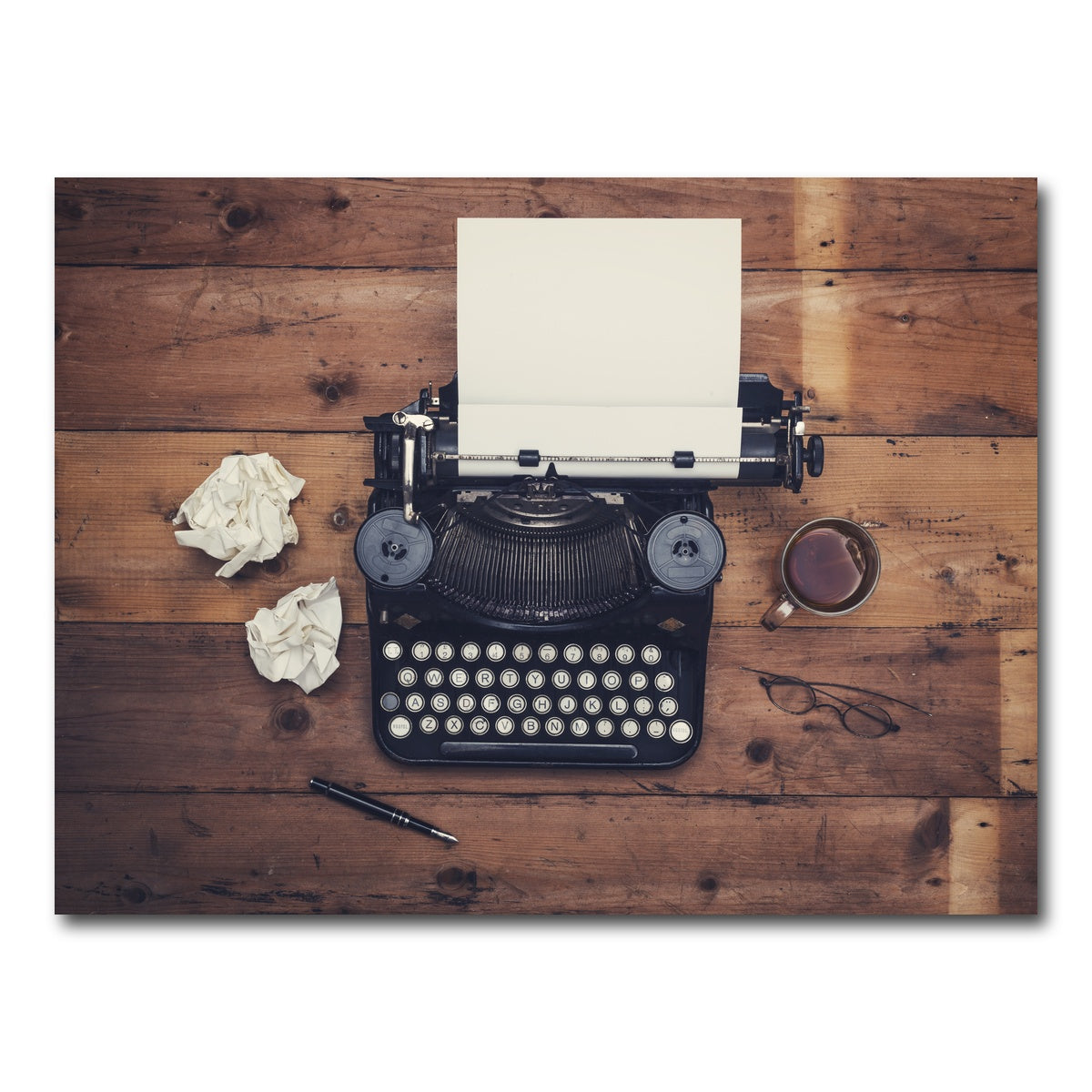 AUTO-MOCKUP WHITE | Retro typewriter | 1 Piece | Gallery Wrap Canvas | group=4x3