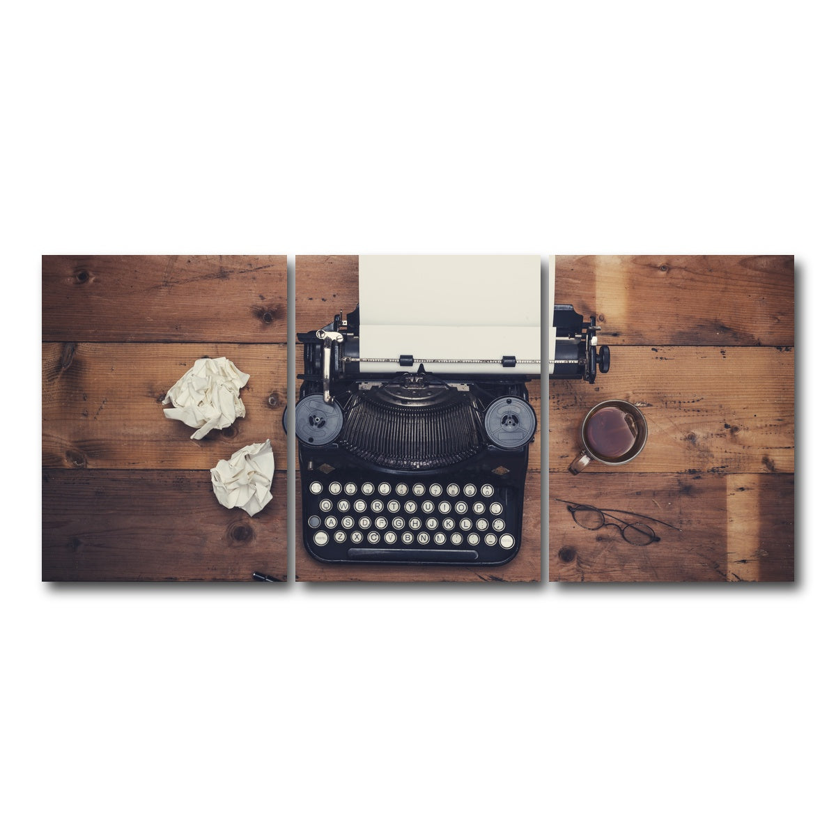 AUTO-MOCKUP WHITE | Retro typewriter | 3 Piece | Gallery Wrap Canvas | group=18x24