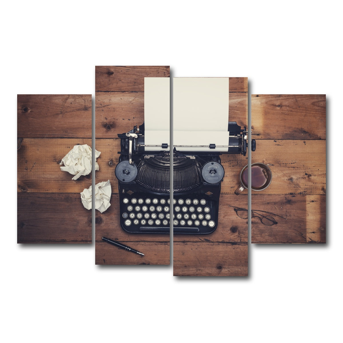 AUTO-MOCKUP WHITE | Retro typewriter | 4 Piece | Gallery Wrap Canvas | group=4_short