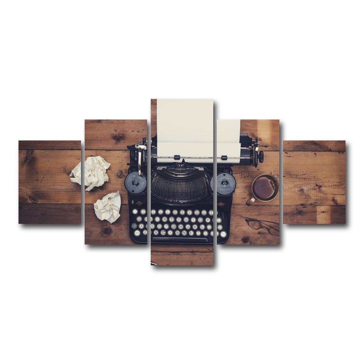 AUTO-MOCKUP WHITE | Retro typewriter | 5 Piece | Gallery Wrap Canvas | group=5_short