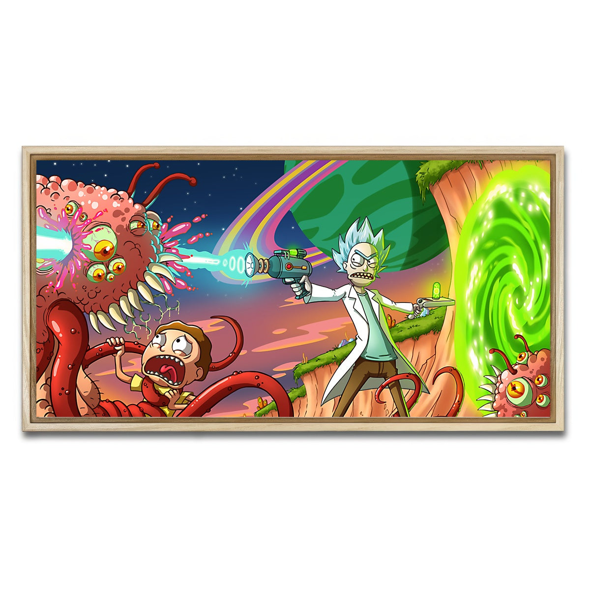 AUTO-MOCKUP WHITE | Rick & Morty | 1 Piece | Natural Framed Canvas | group=2x1