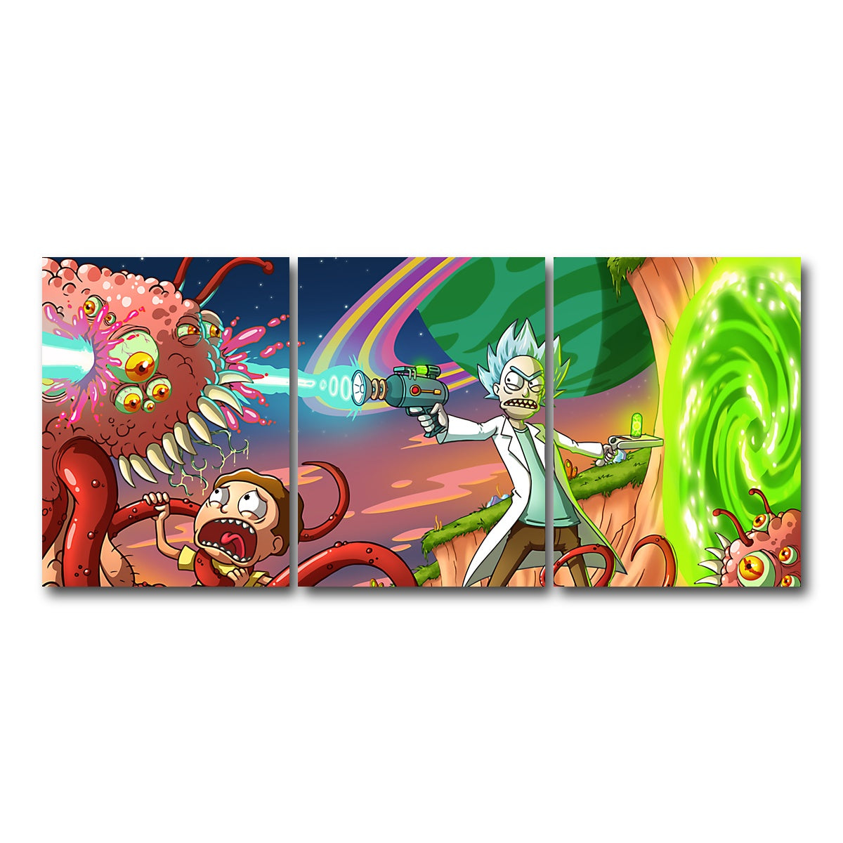 AUTO-MOCKUP WHITE | Rick & Morty | 3 Piece | Gallery Wrap Canvas | group=18x24
