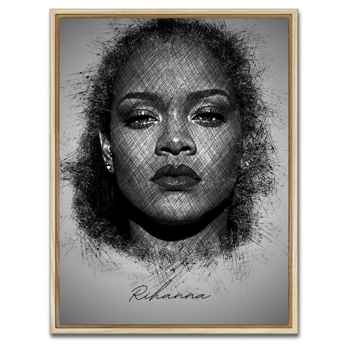 AUTO-MOCKUP WHITE | Rihanna Sketch | 1 Piece | Natural Framed Canvas | group=3x4