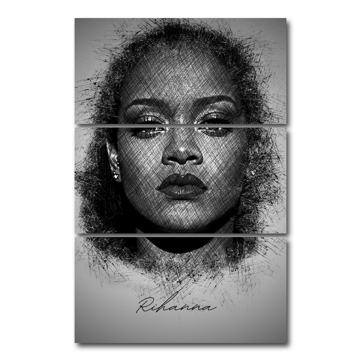 AUTO-MOCKUP WHITE | Rihanna Sketch | 3 Piece | Gallery Wrap Canvas | group=12x24_stacked