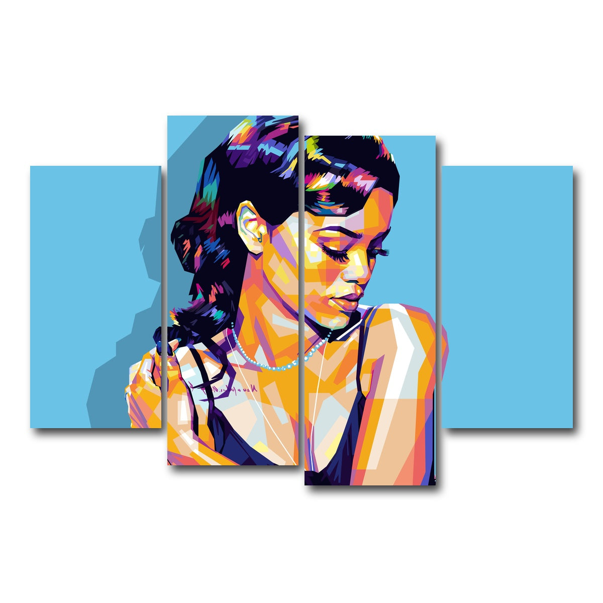 AUTO-MOCKUP WHITE | Rihanna | 4 Piece | Gallery Wrap Canvas | group=4_short
