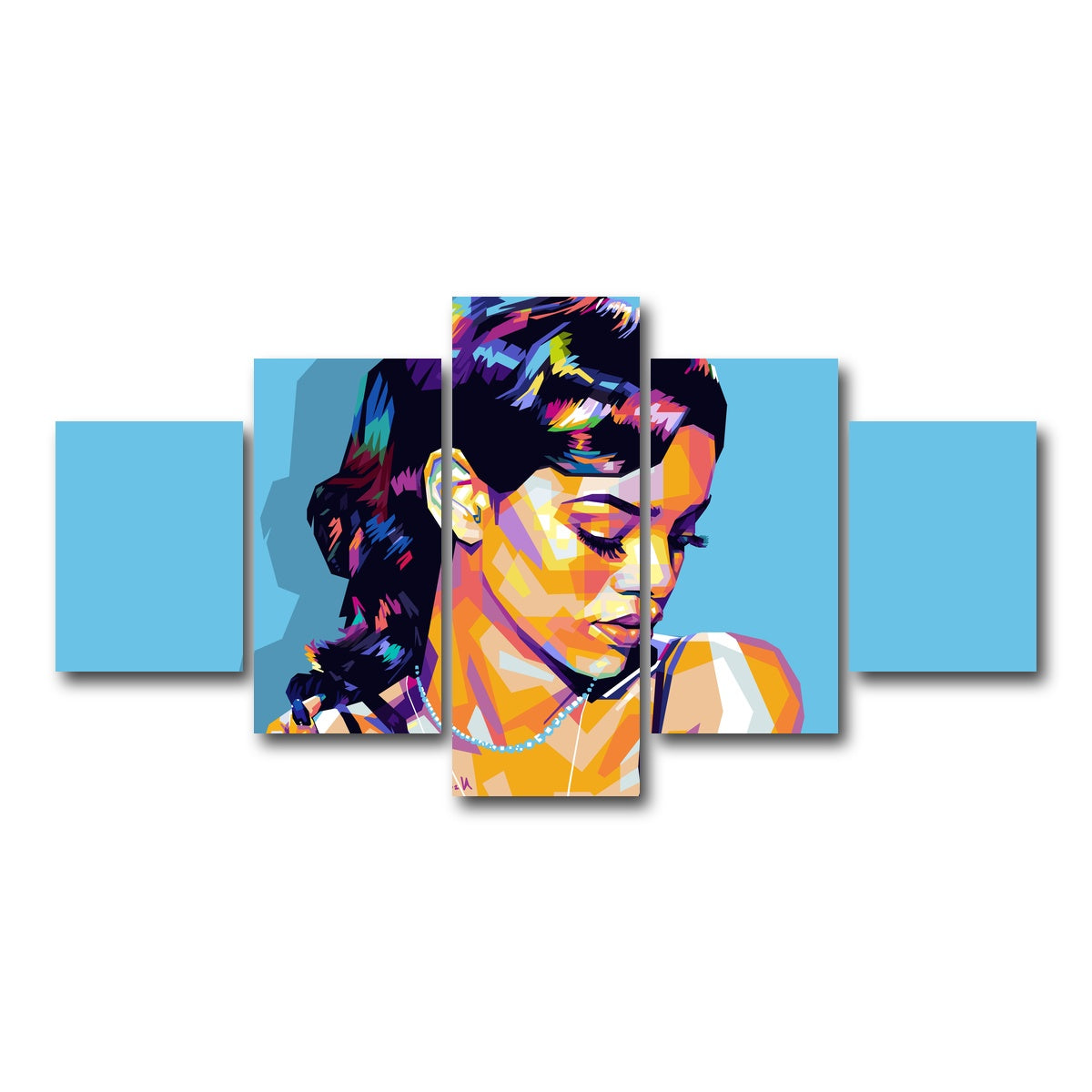 AUTO-MOCKUP WHITE | Rihanna | 5 Piece | Gallery Wrap Canvas | group=5_short