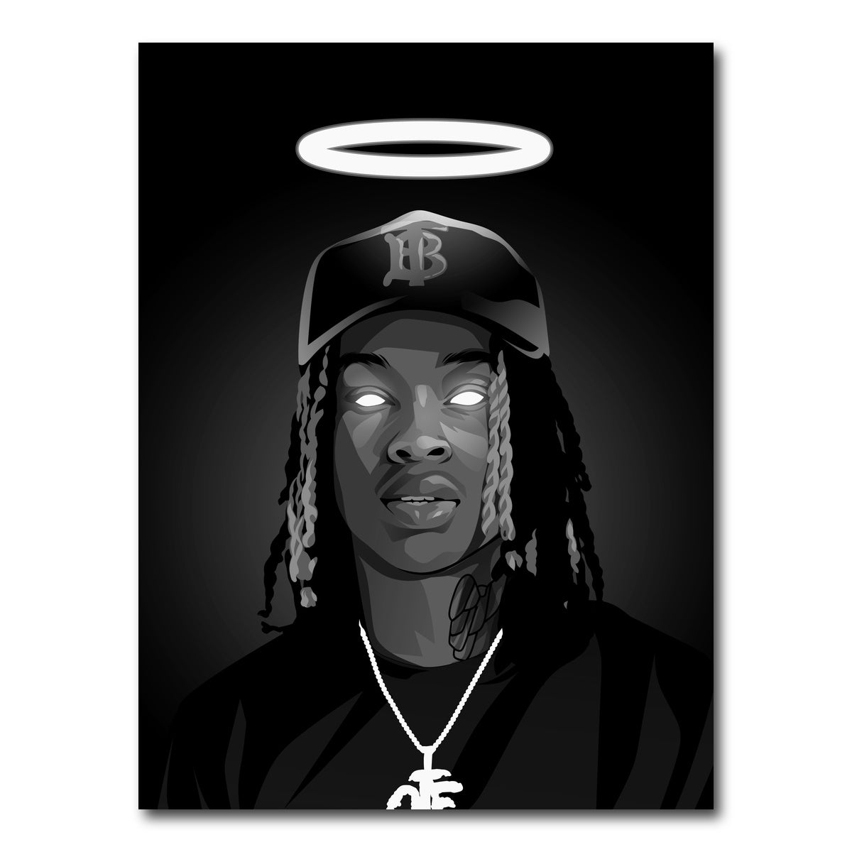 AUTO-MOCKUP WHITE | Rip King Von Grayscale | 1 Piece | Gallery Wrap Canvas | group=3x4