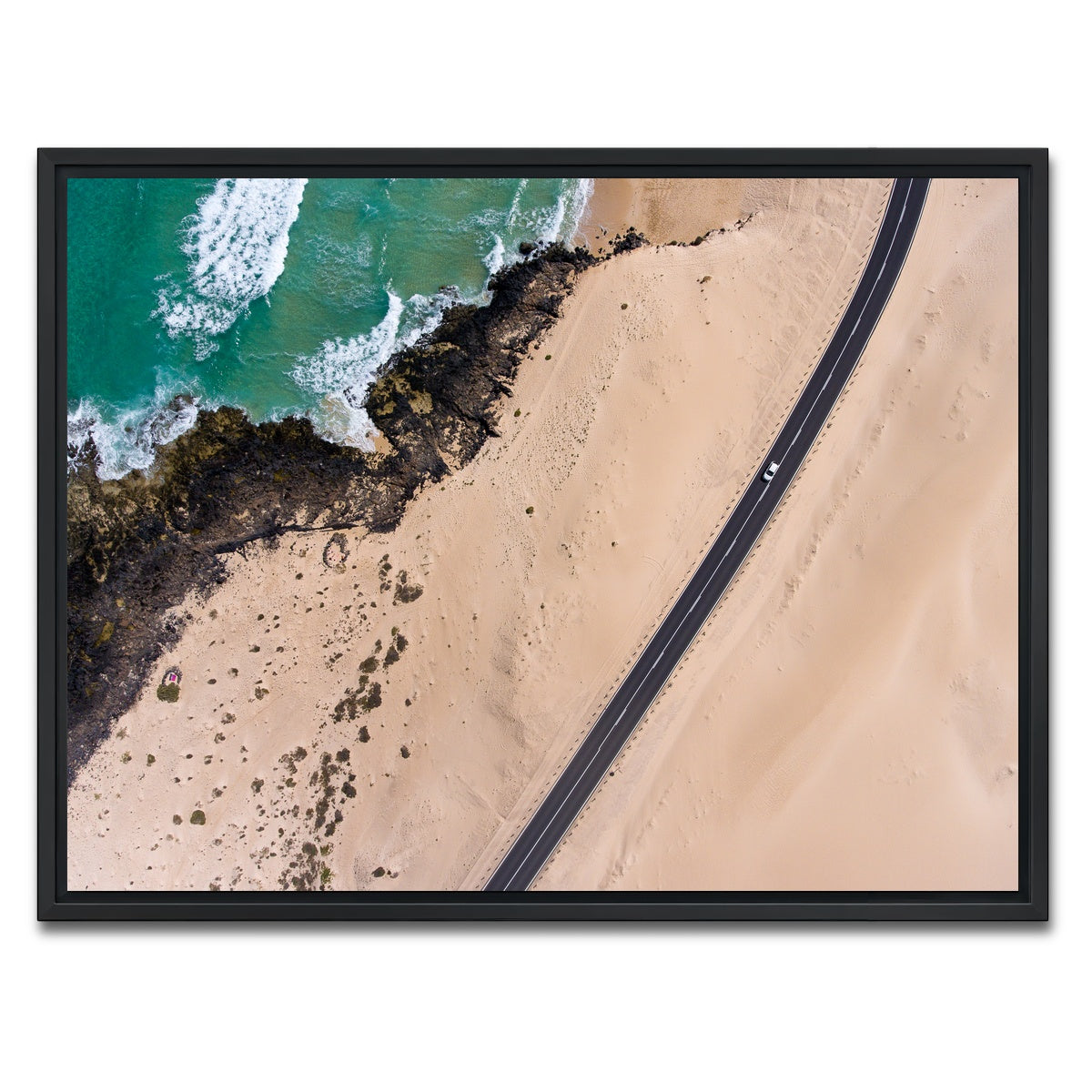 AUTO-MOCKUP WHITE | Road and Sand | 1 Piece | Black Framed Canvas | group=4x3