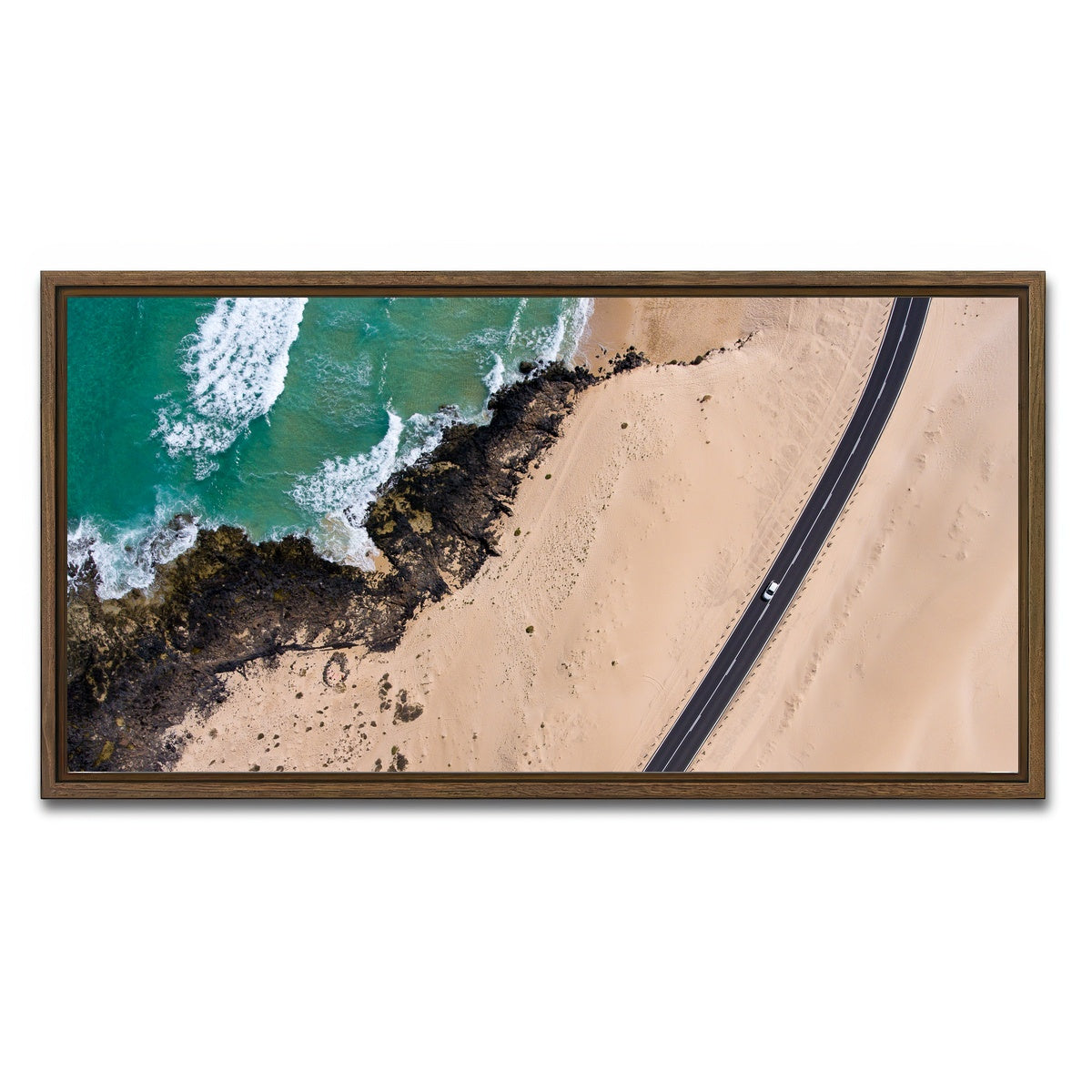 AUTO-MOCKUP WHITE | Road and Sand | 1 Piece | Walnut Framed Canvas | group=2x1
