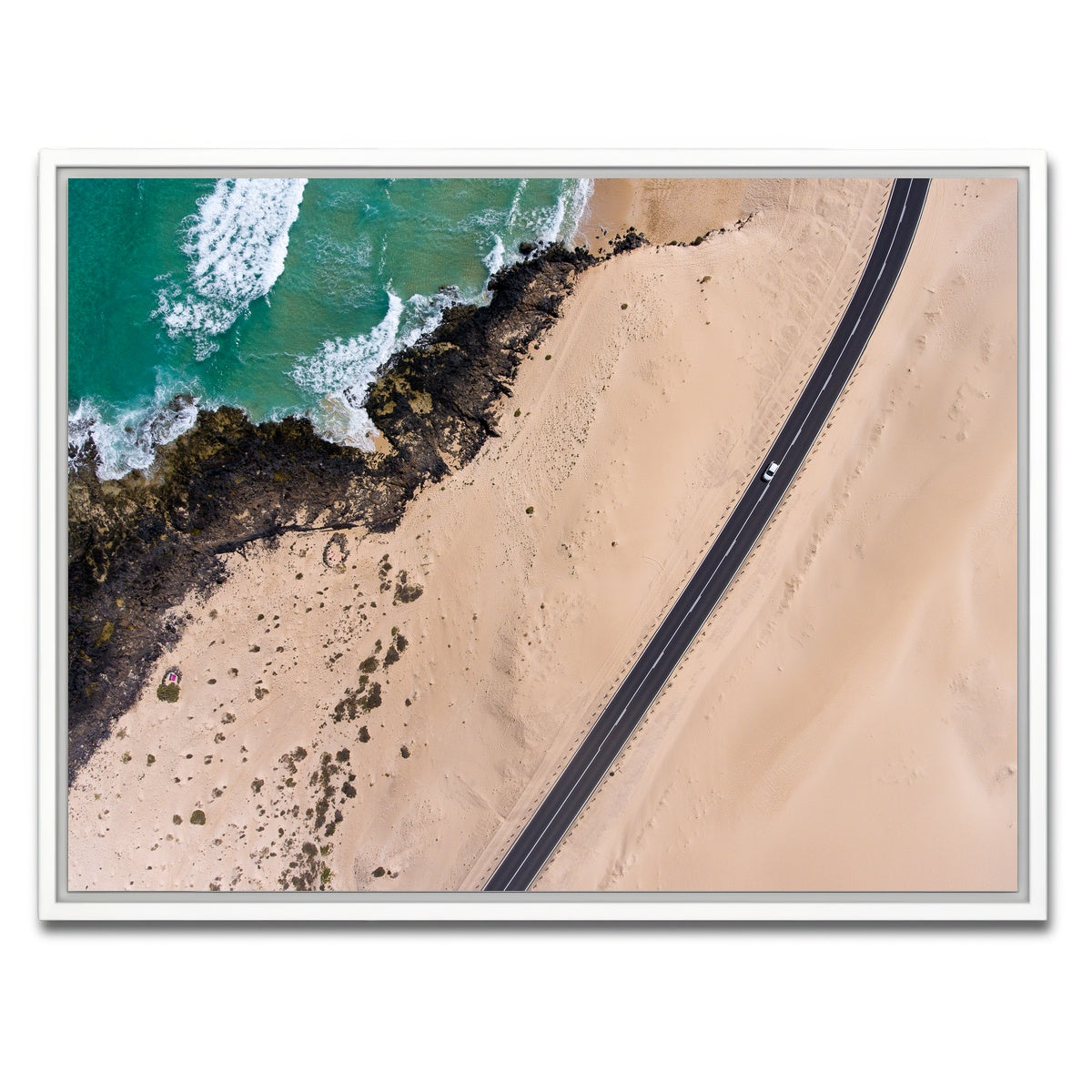 AUTO-MOCKUP WHITE | Road and Sand | 1 Piece | White Framed Canvas | group=4x3