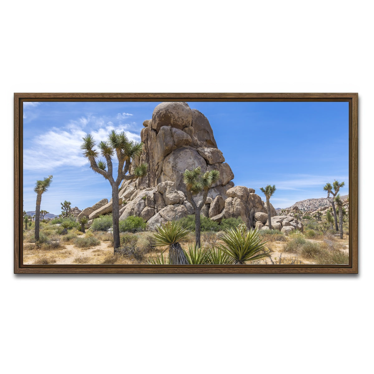 AUTO-MOCKUP WHITE | Roadside Rock Joshua Tree National Park | 1 Piece | Walnut Framed Canvas | group=2x1