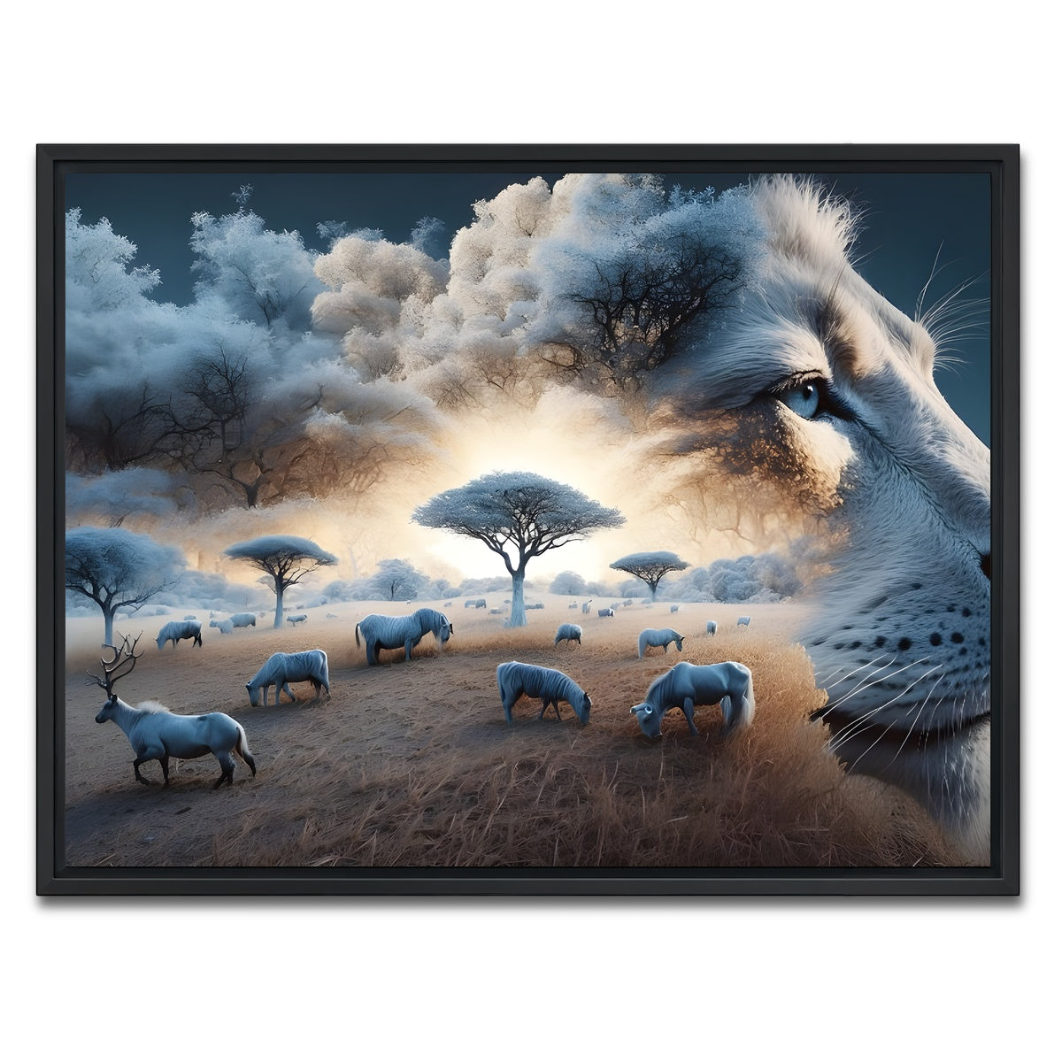 AUTO-MOCKUP WHITE | Roaring Majesty | 1 Piece | Black Framed Canvas | group=4x3