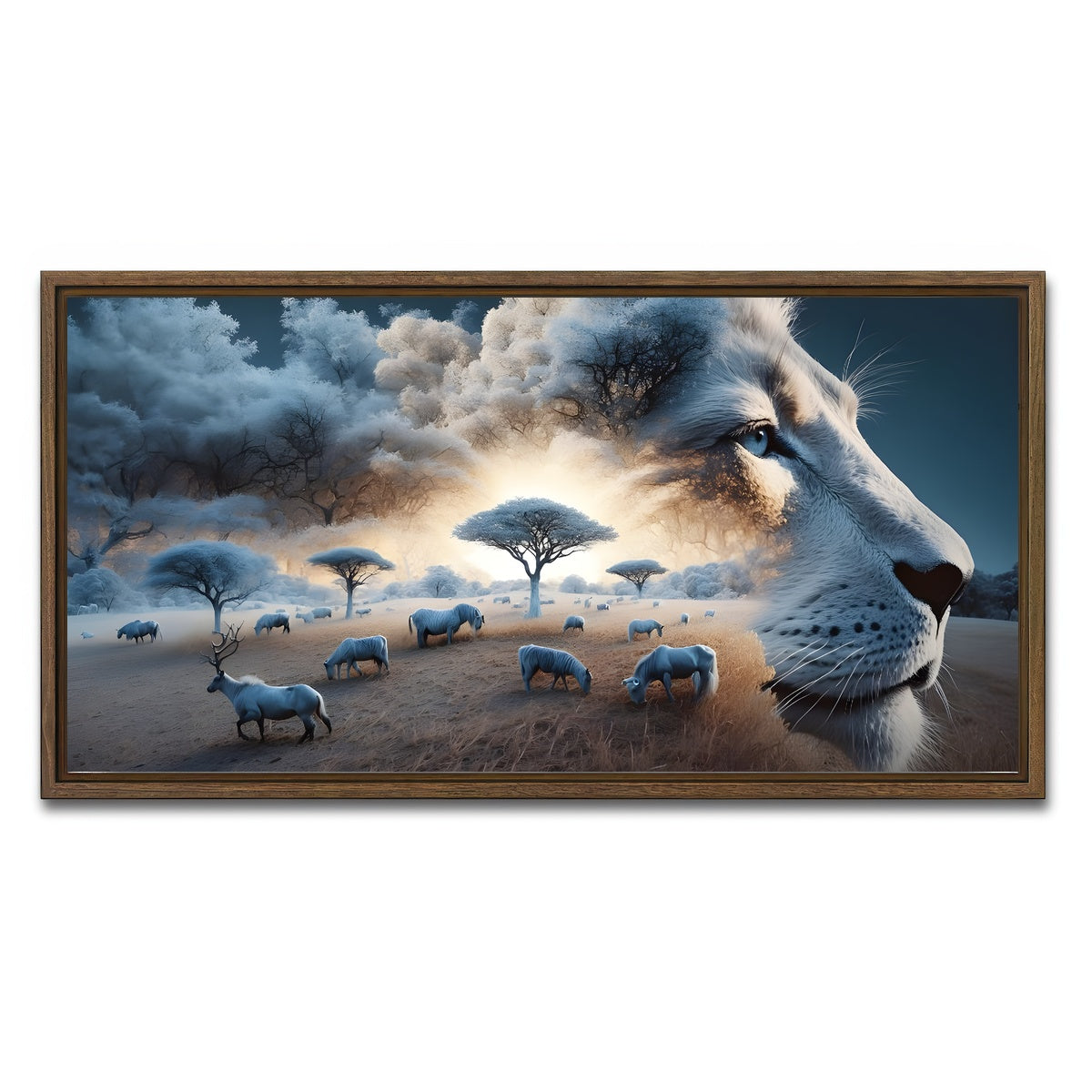 AUTO-MOCKUP WHITE | Roaring Majesty | 1 Piece | Walnut Framed Canvas | group=2x1
