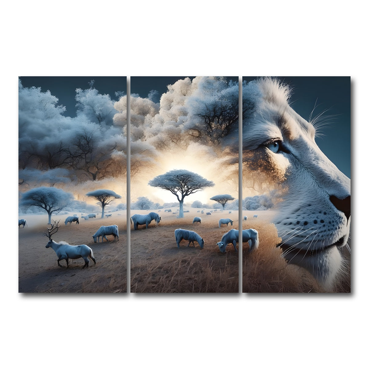 AUTO-MOCKUP WHITE | Roaring Majesty | 3 Piece | Gallery Wrap Canvas | group=12x24