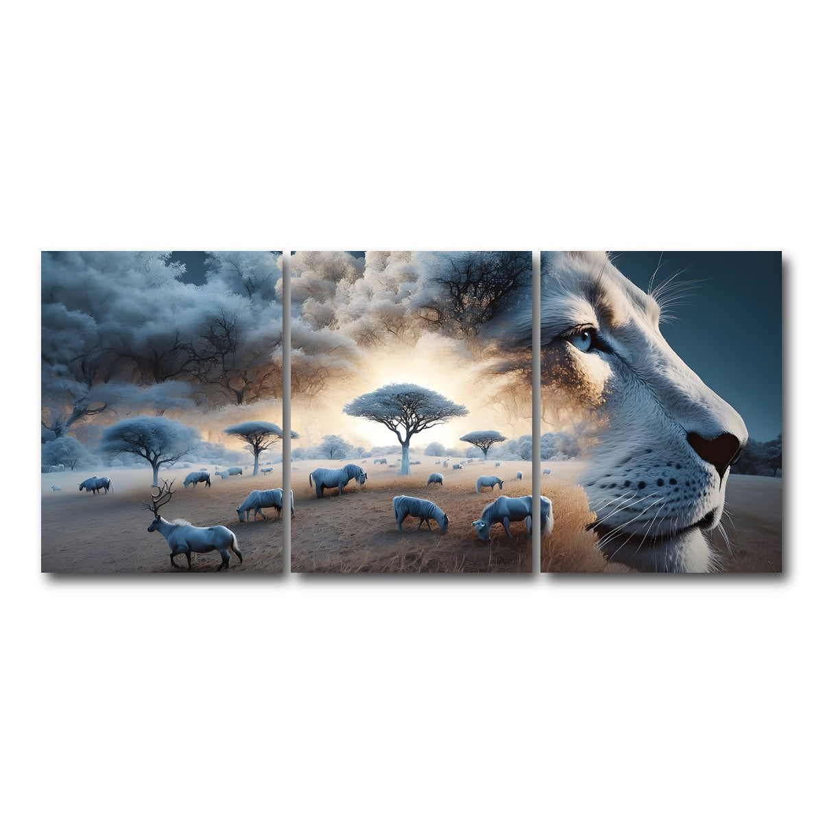 AUTO-MOCKUP WHITE | Roaring Majesty | 3 Piece | Gallery Wrap Canvas | group=18x24