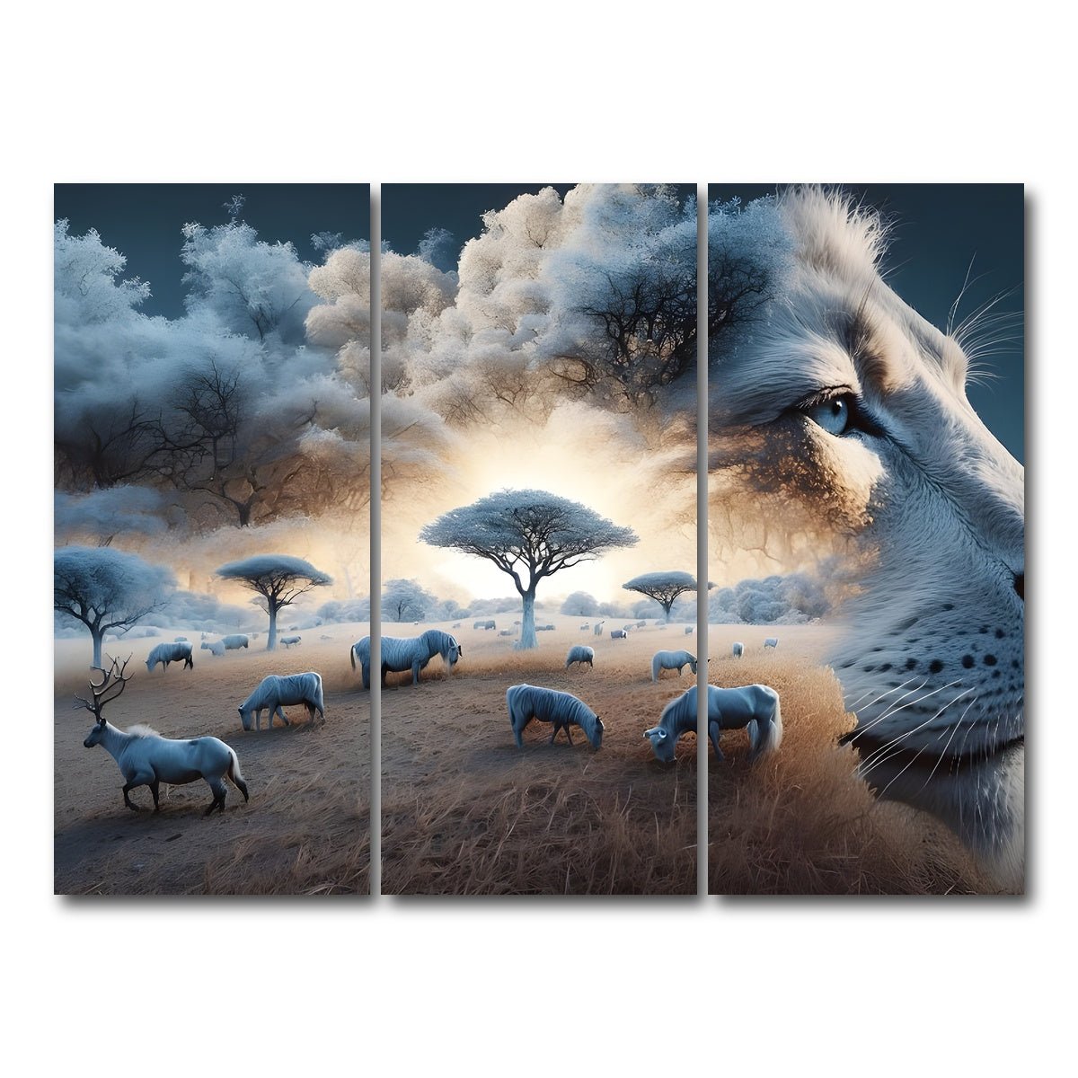 AUTO-MOCKUP WHITE | Roaring Majesty | 3 Piece | Gallery Wrap Canvas | group=8x18