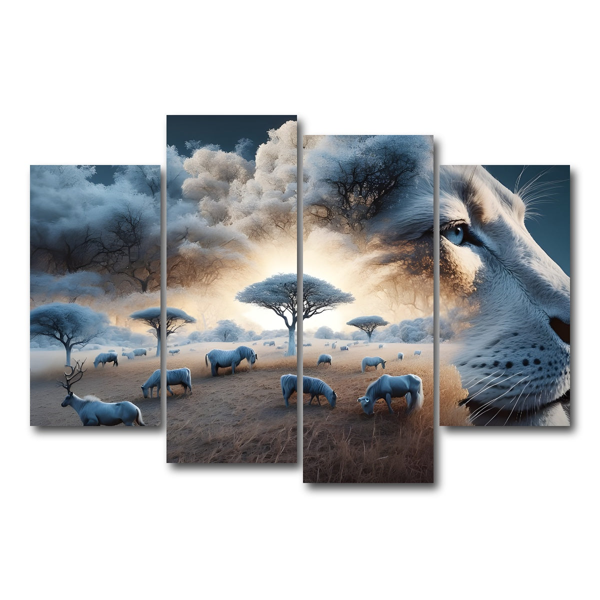 AUTO-MOCKUP WHITE | Roaring Majesty | 4 Piece | Gallery Wrap Canvas | group=4_short