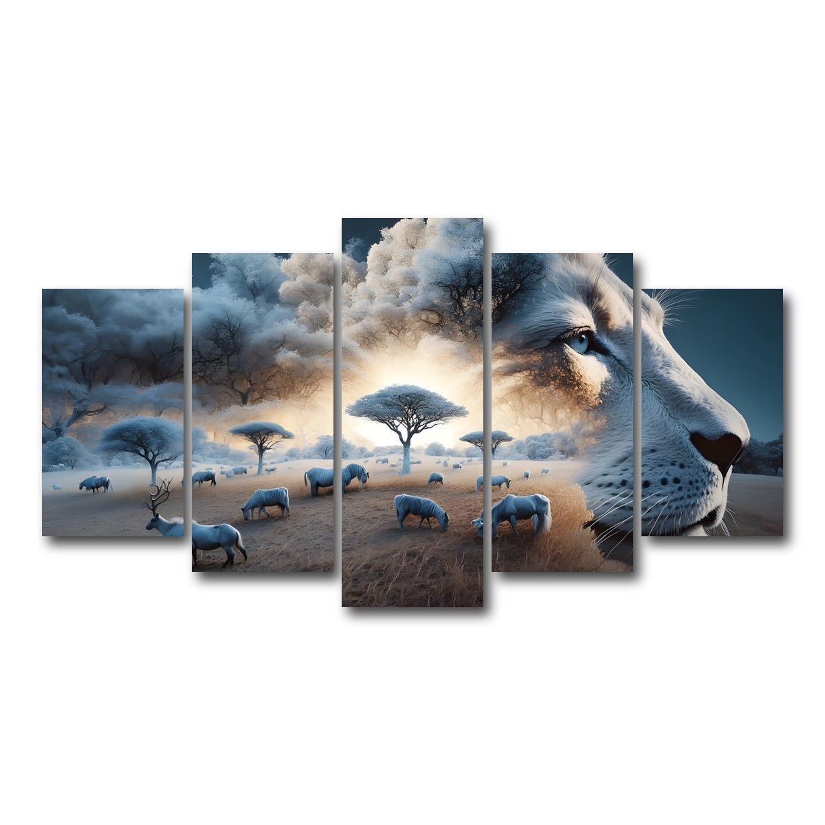 AUTO-MOCKUP WHITE | Roaring Majesty | 5 Piece | Gallery Wrap Canvas | group=5_normal
