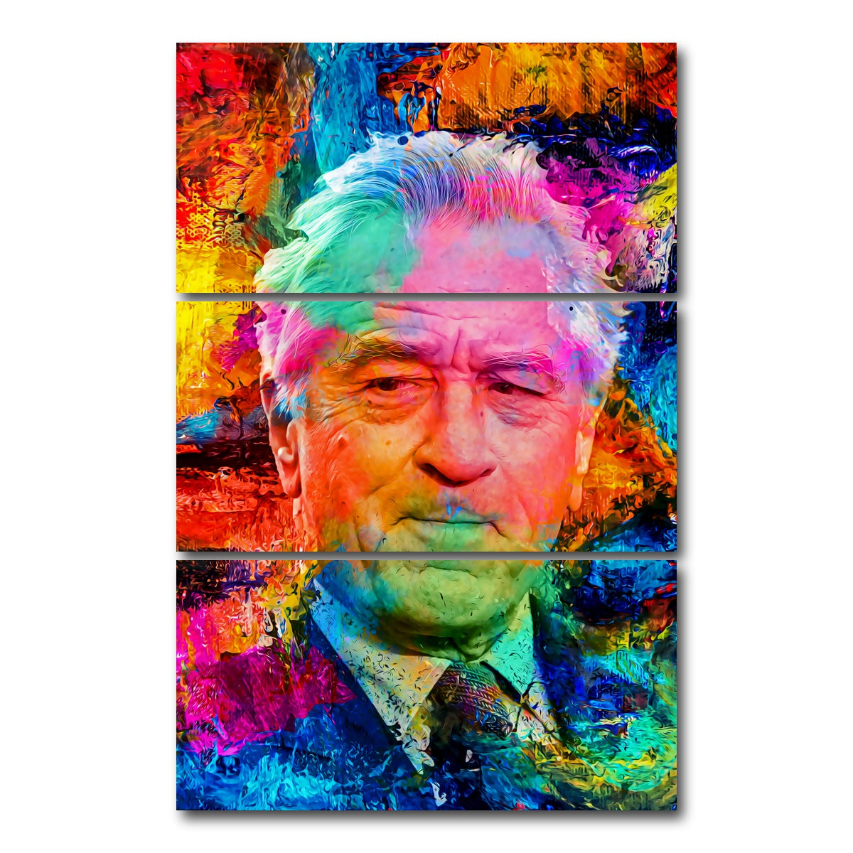 AUTO-MOCKUP WHITE | Robert De Niro | 3 Piece | Gallery Wrap Canvas | group=12x24_stacked