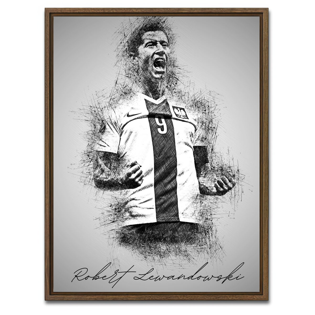 AUTO-MOCKUP WHITE | Robert Lewandowski | 1 Piece | Walnut Framed Canvas | group=3x4