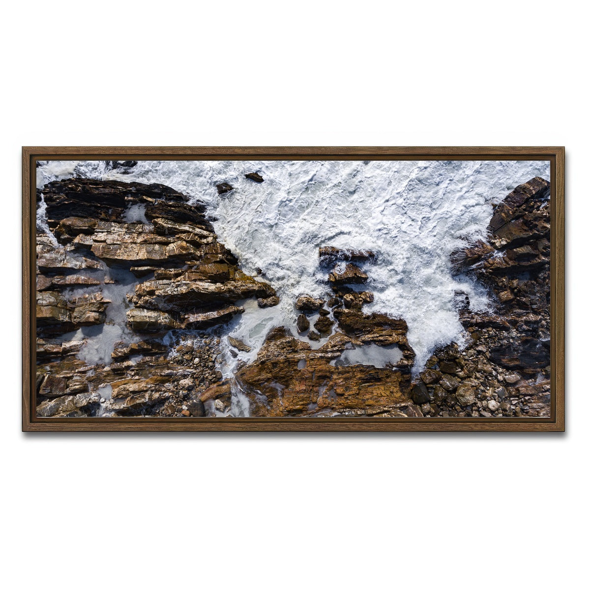 AUTO-MOCKUP WHITE | Rock and Sea | 1 Piece | Walnut Framed Canvas | group=2x1