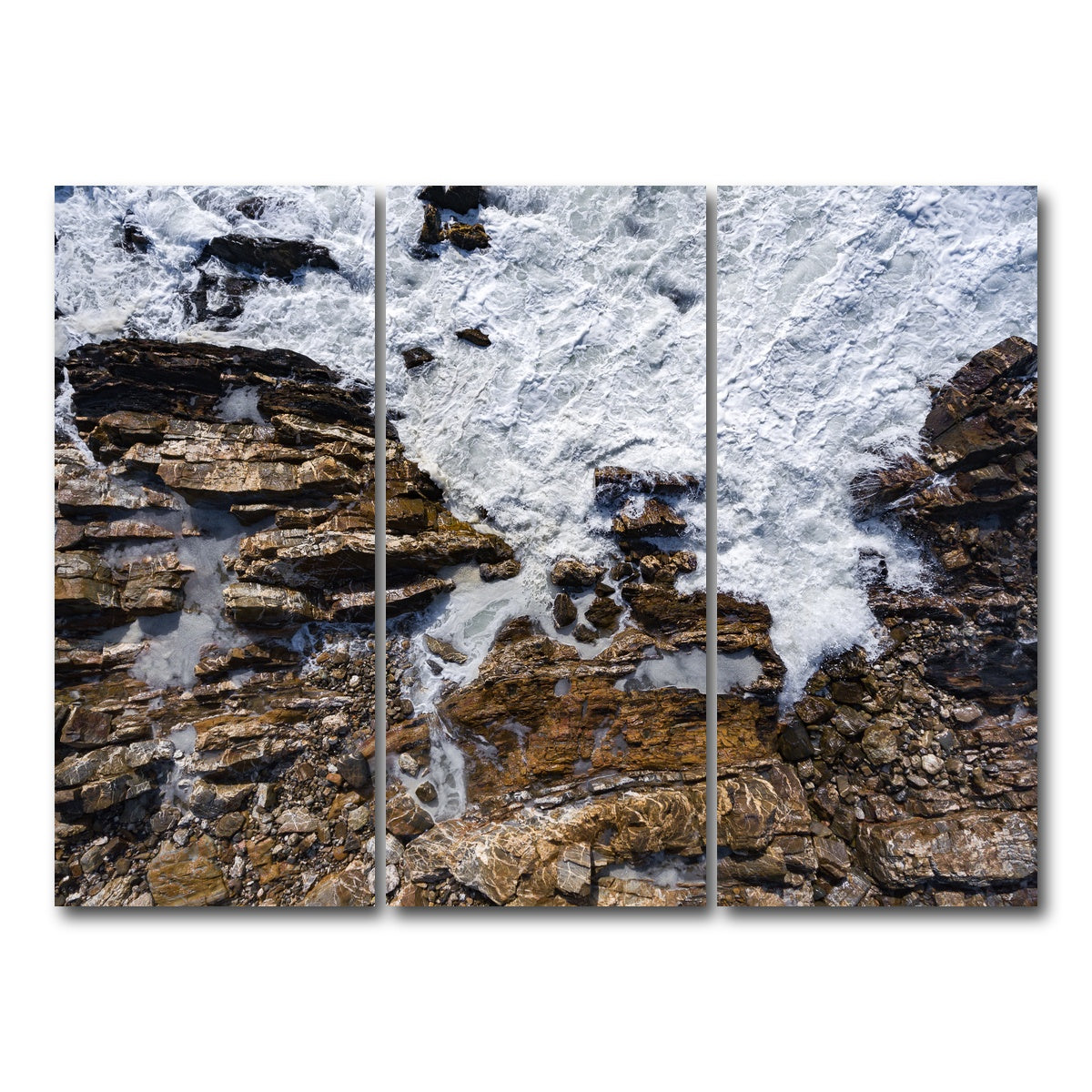 AUTO-MOCKUP WHITE | Rock and Sea | 3 Piece | Gallery Wrap Canvas | group=8x18