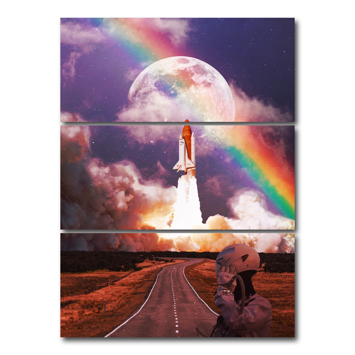 AUTO-MOCKUP WHITE | Rocket Launching | 3 Piece | Gallery Wrap Canvas | group=8x18_stacked