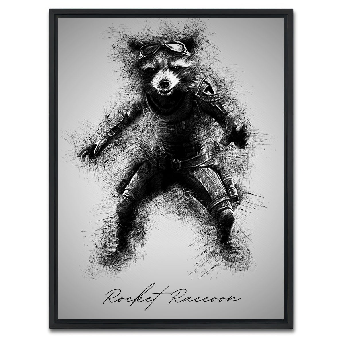 AUTO-MOCKUP WHITE | Rocket Raccoon | 1 Piece | Black Framed Canvas | group=3x4