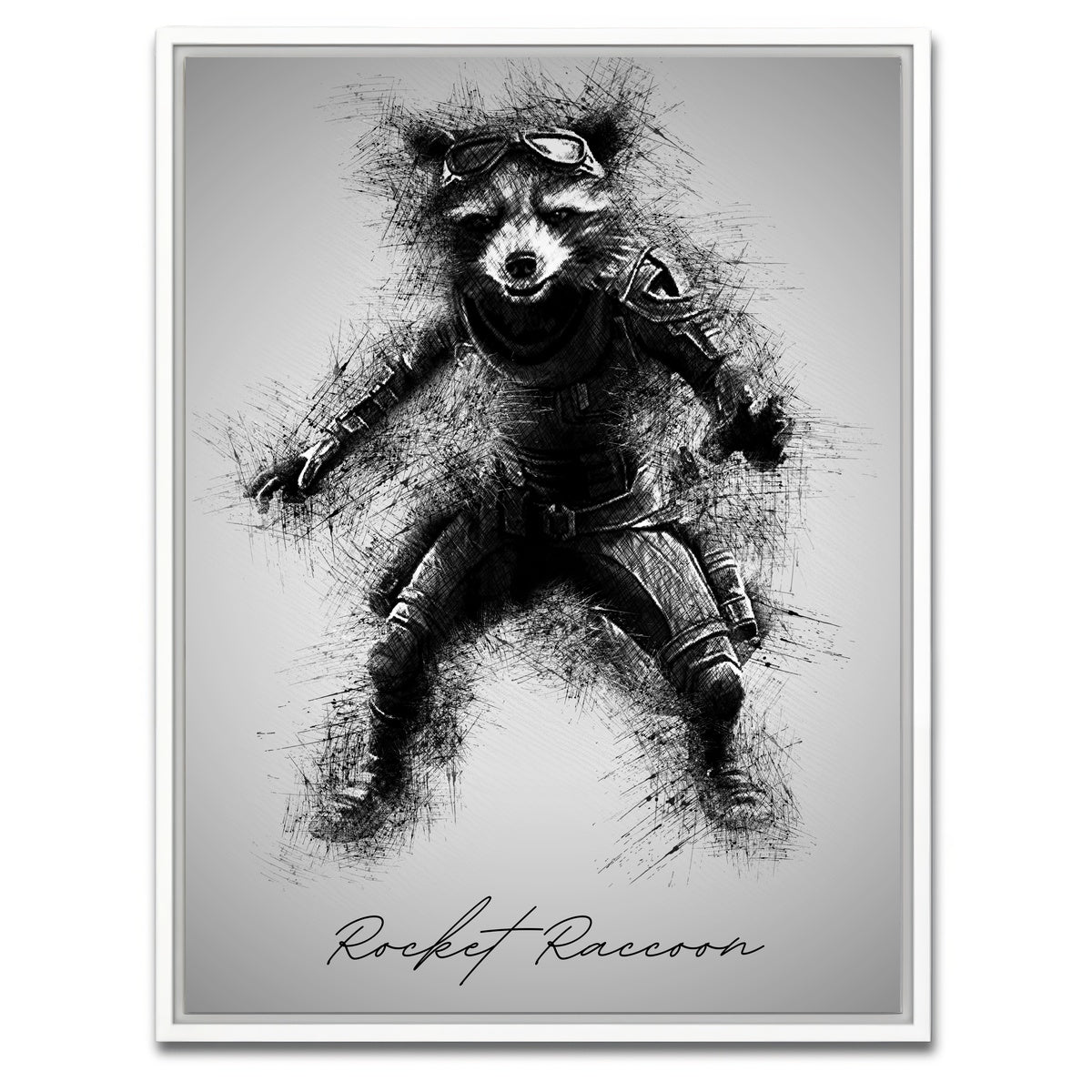 AUTO-MOCKUP WHITE | Rocket Raccoon | 1 Piece | White Framed Canvas | group=3x4